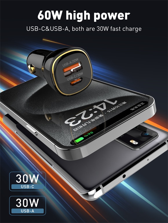 LDNIO C103 60W PD QC Super Fast Car Charger 4