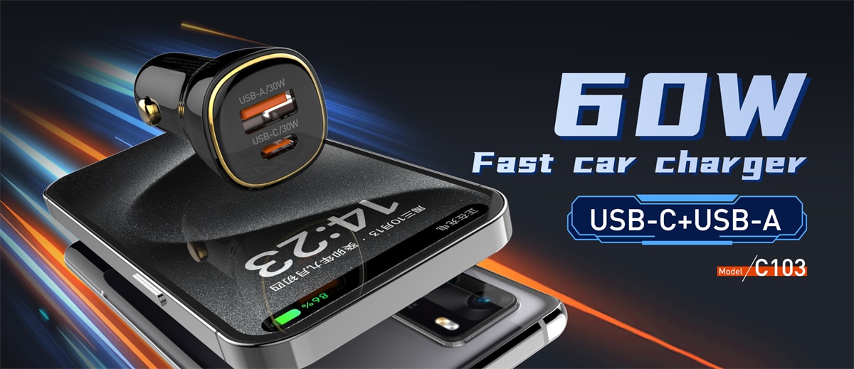 LDNIO C103 60W PD QC Super Fast Car Charger 5