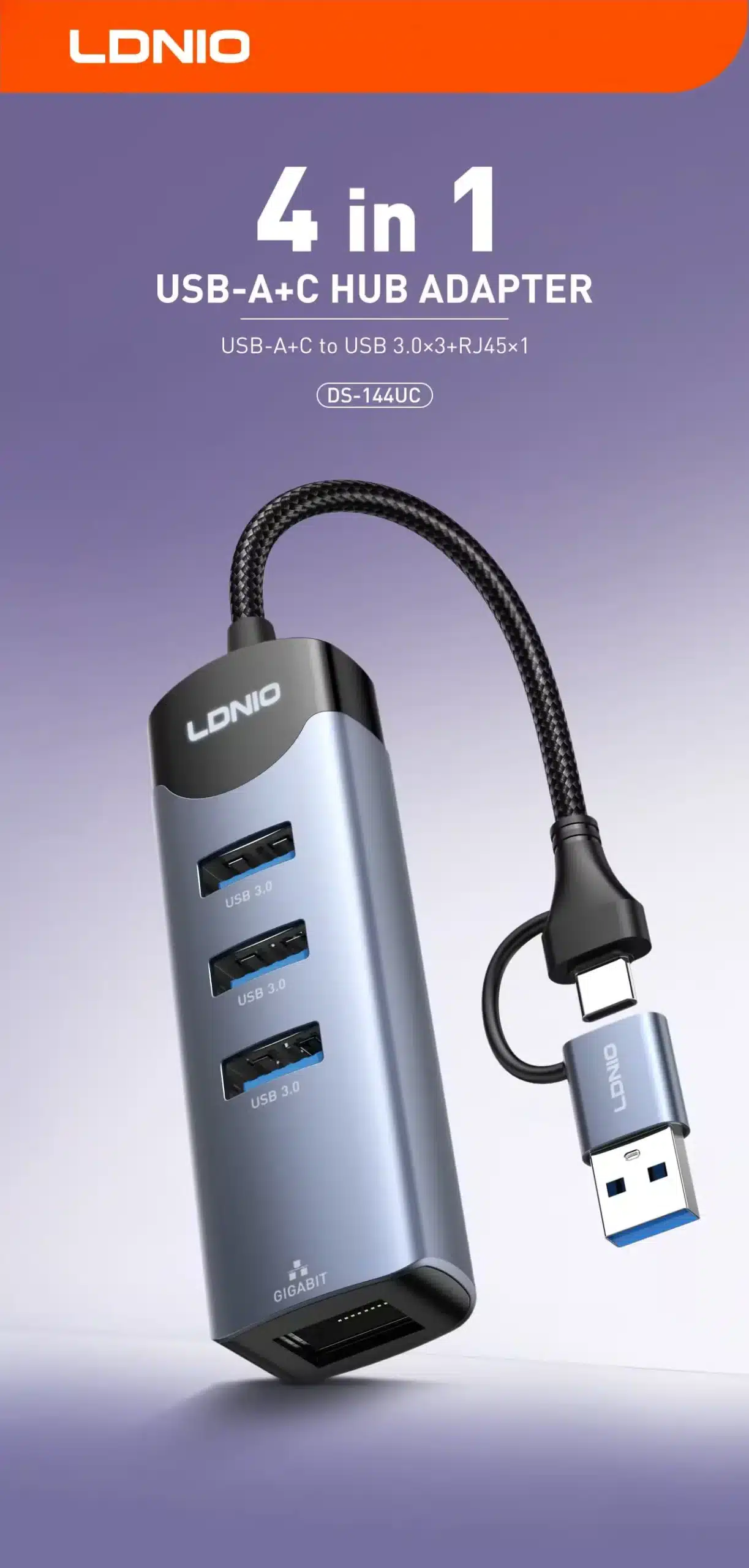 LDNIO DS 144UC 4 In 1 USB AC Hub Adapter 2 scaled