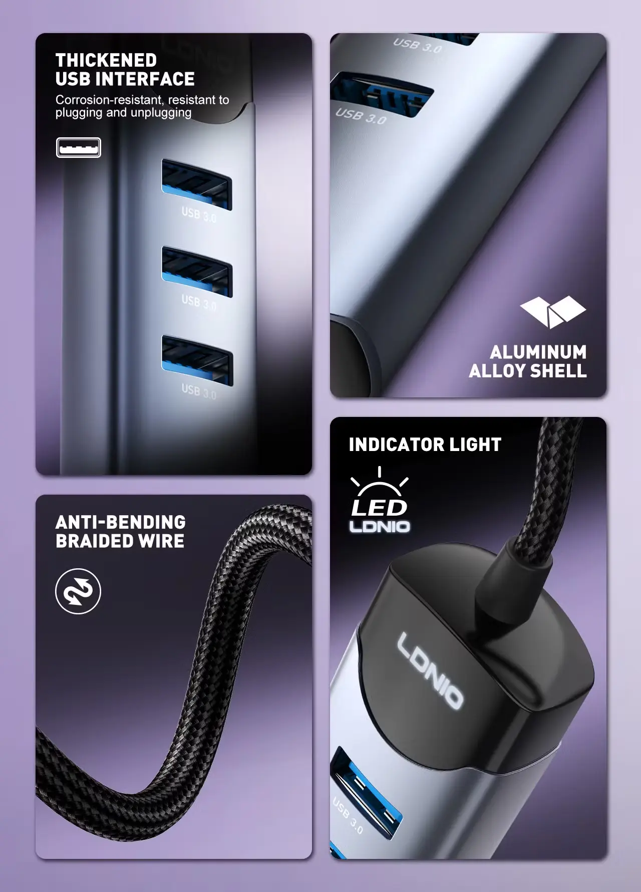 LDNIO DS 144UC 4 In 1 USB AC Hub Adapter 3