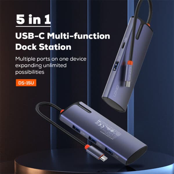 LDNIO DS-15U 5 In 1 Usb C Dock Station