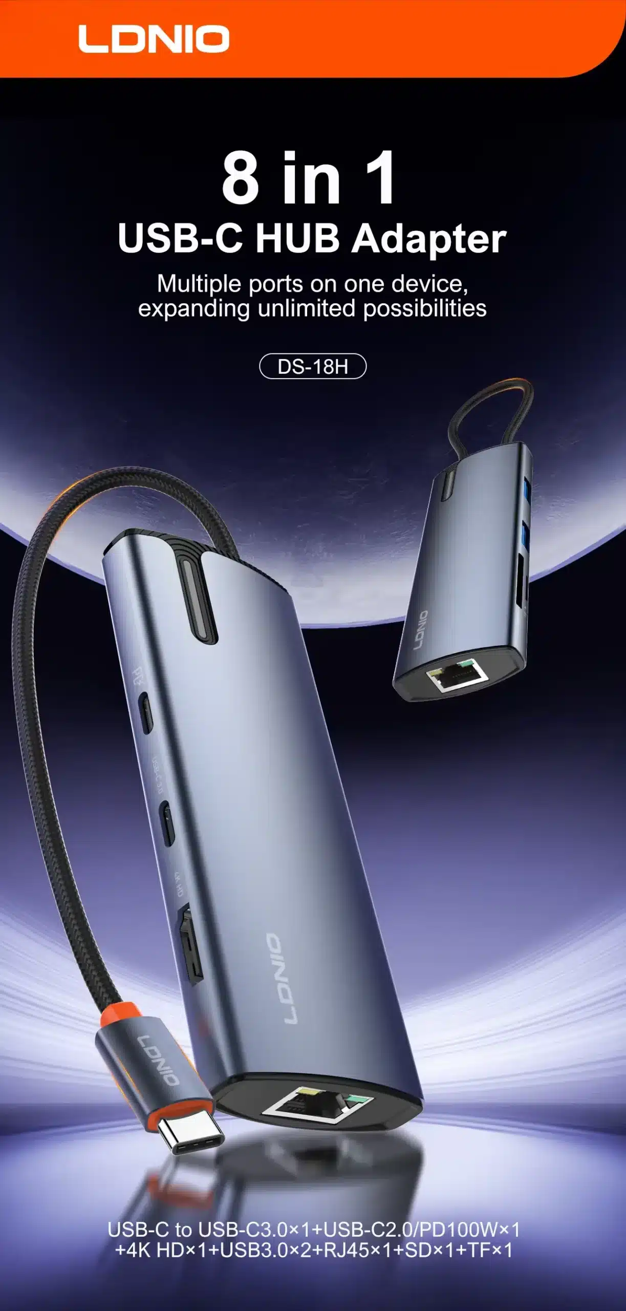 LDNIO DS 18H 8 In 1 USB C Hub Adapter 3 scaled