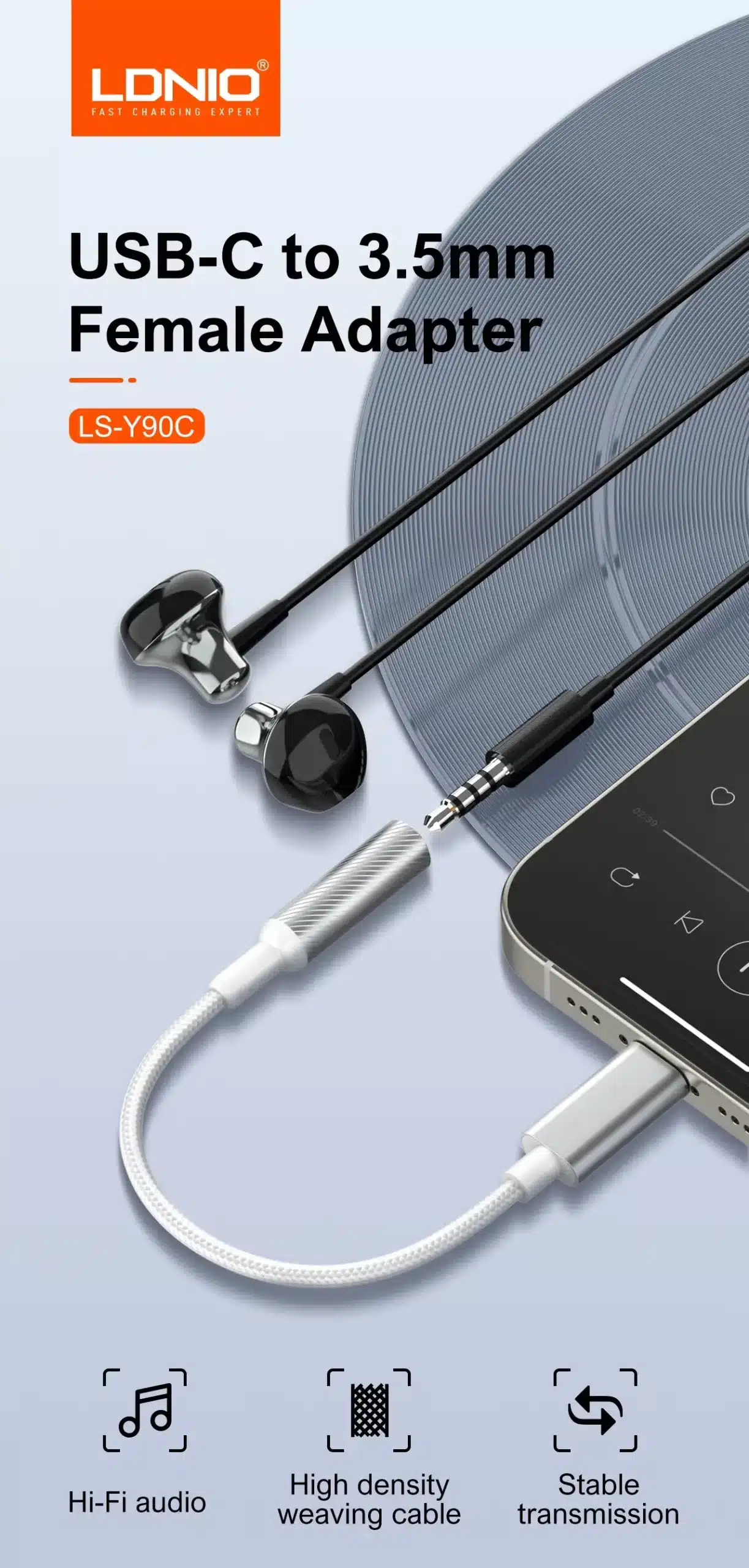 LDNIO LS Y90C Type C To 3.5mm Audio Converter 1 scaled