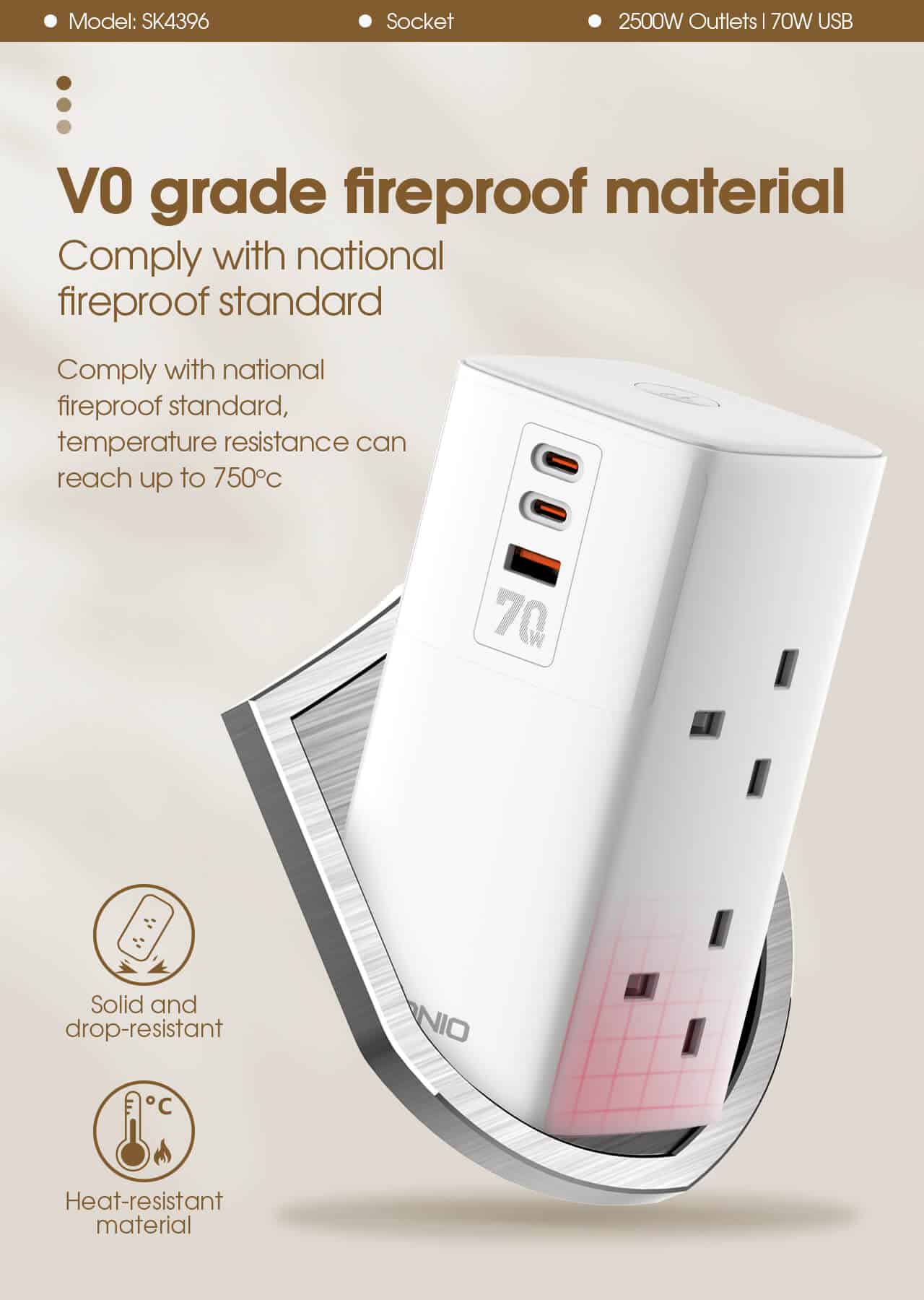 LDNIO SC4396 70W PD Adapter Multifunction Chargers Power Strip 1
