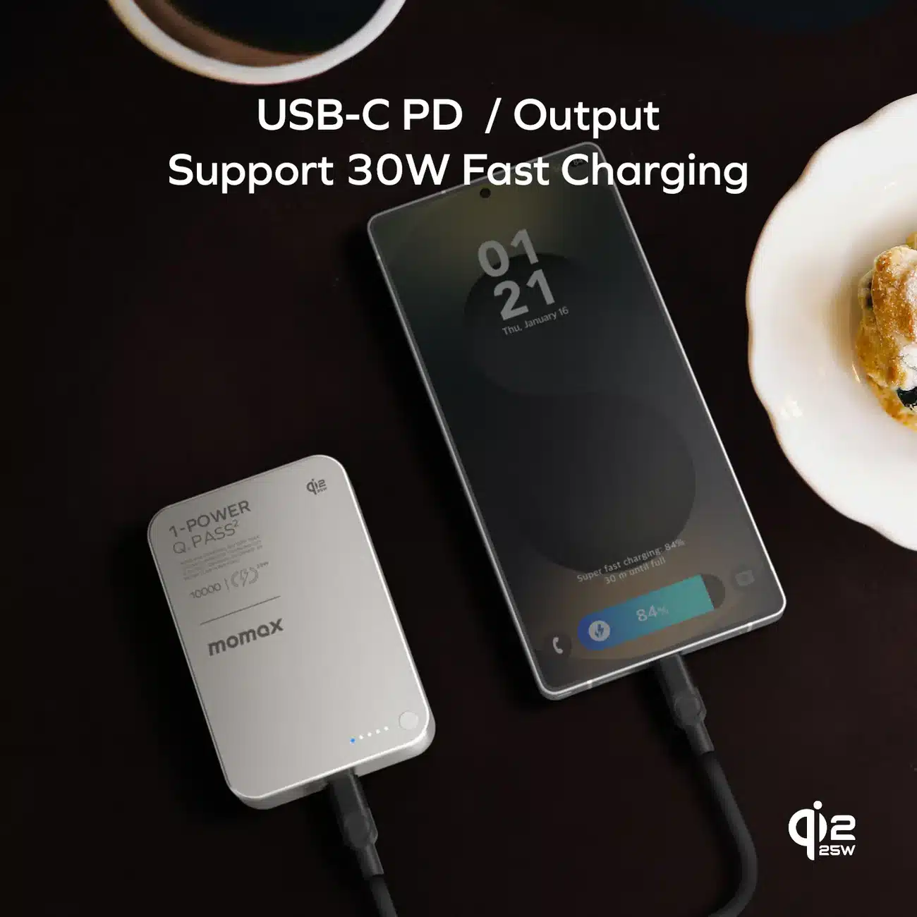 Momax 1 Power Q.Pass² 10000mAh Qi2 25W Magnetic Wireless Power Bank 4