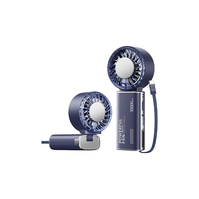 Remax RS-SF28 2 in 1 Built-in Cable Power Bank Handheld Fan (6) Remax RS-SF28 Built-in Cable Power Bank Handheld Fan