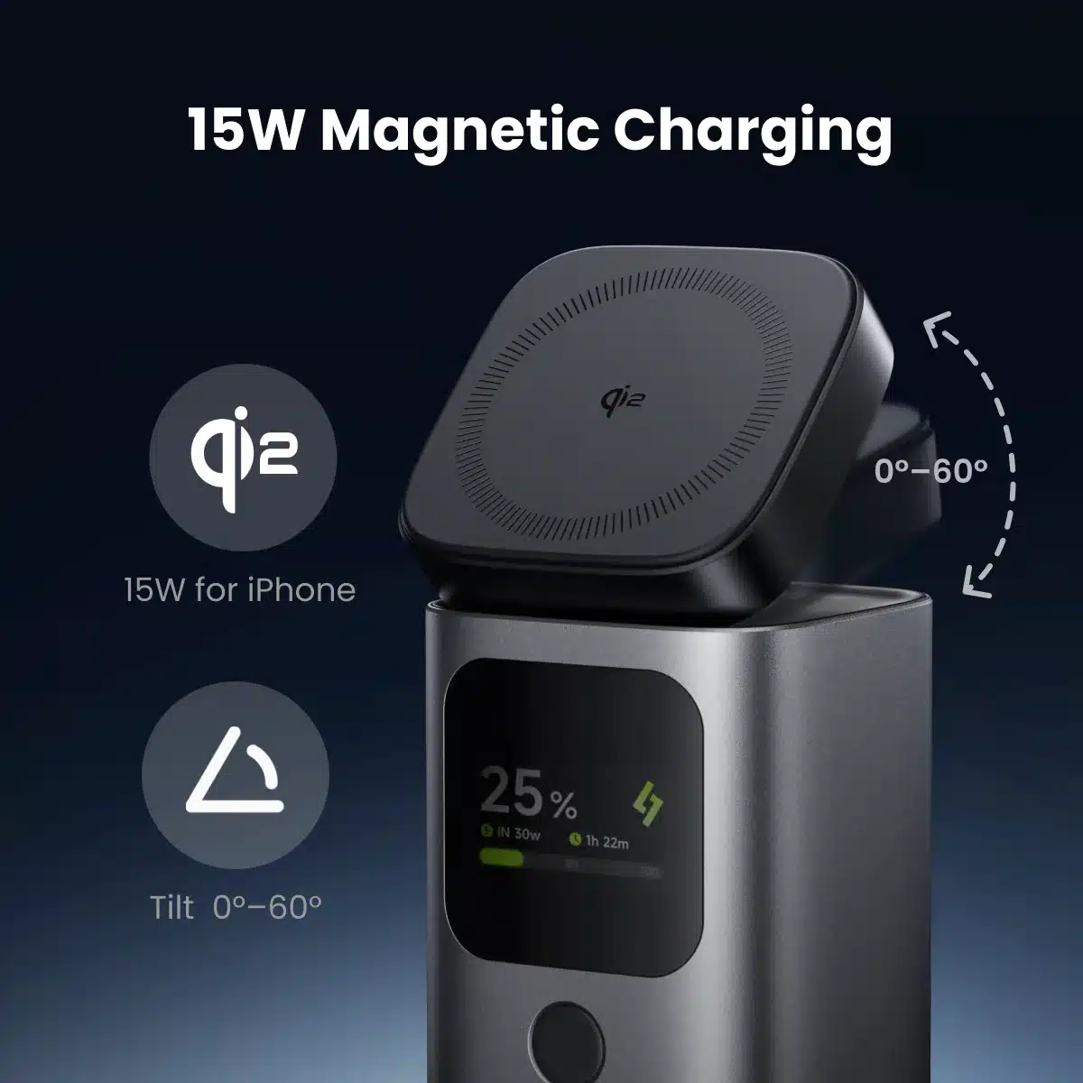 SHARGE StandMag 15000 Power Bank 115W 15K Qi2 3 Ports 6