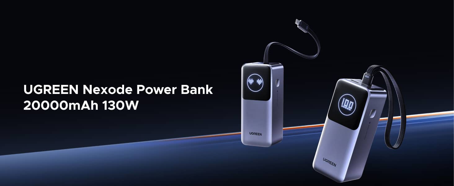 UGREEN PB723 55366 Nexode Power Bank 20000mAh 130W with Built in USB C Cable