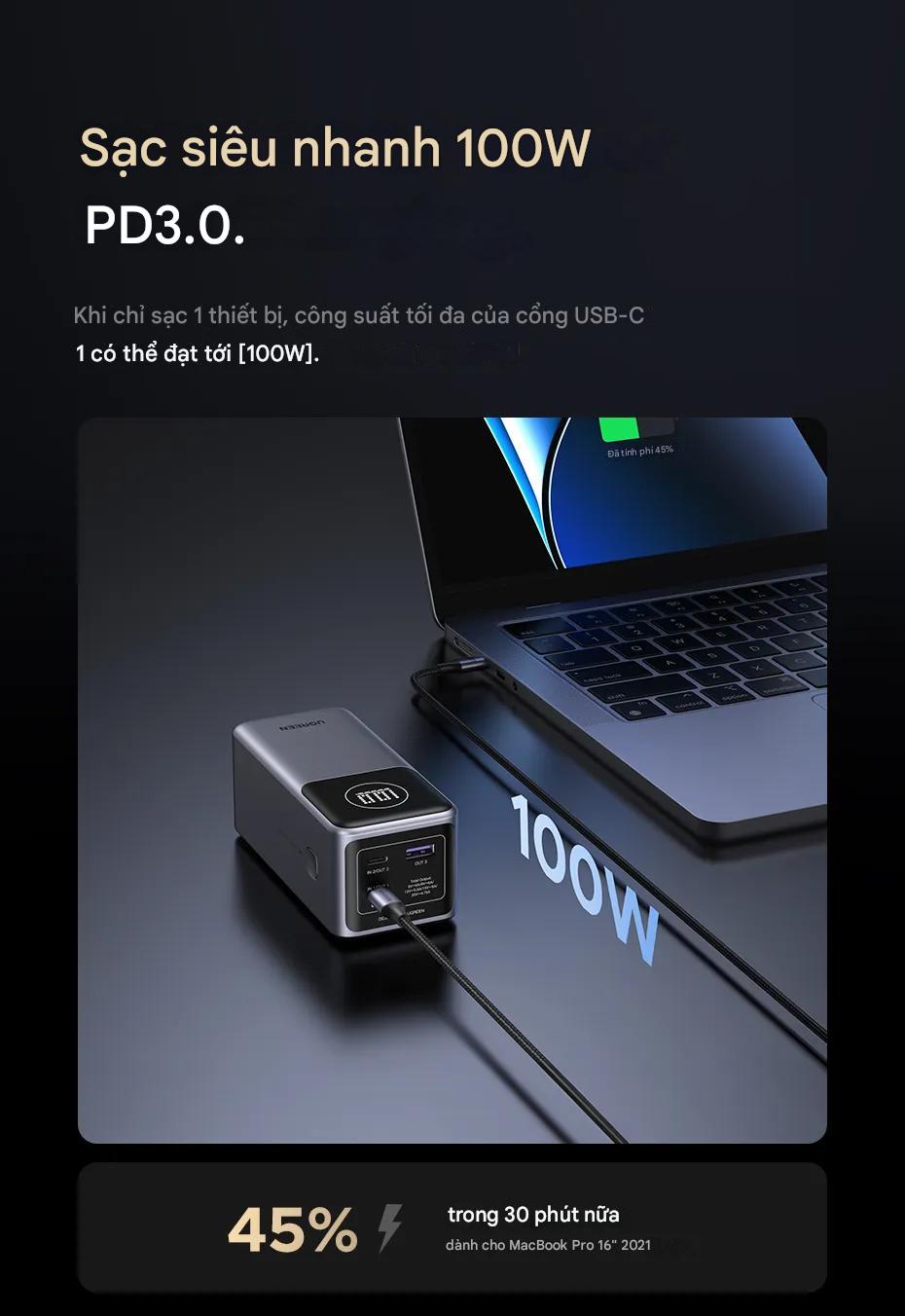 UGREEN PB725 45208 Nexode Power Bank 20000mAh 100W with Smart Digital Display