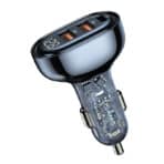 USAMS US-CC158 125W 3 Ports Transparent Digital Display Fast Car Charger - Icicle Series