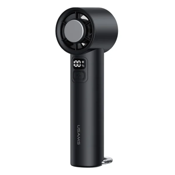 • **USAMS ZB361 Ice-Cooling Handheld Fan** is a compact and intelligent portable cooling device designed to provide powerful airflow and instant cooling comfort for outdoor activities, office work, travel, and daily use. Equipped with advanced ice-cooling semiconductor technology, 100-speed adjustable airflow control, smart digital display, and ultra-portable lightweight construction, the USAMS ZB361 delivers a refreshing cooling experience similar to a mini portable air conditioner. Featuring a built-in hanging clip, Type-C charging, and ergonomic one-button operation, this handheld fan is ideal for camping, commuting, gaming, hiking, sports events, and summer outdoor activities. • **Ice-Cooling Semiconductor Technology** creates a frost-like cooling surface that provides an instant refreshing sensation similar to a portable mini air conditioner. • **100-Speed Adjustable Airflow** allows precise wind speed customization from gentle breeze to powerful cooling airflow for different environments and personal comfort levels. • **High-Speed Motor Performance** operates between 8,611 RPM and 14,000 RPM for strong and stable airflow output. • **5 Preset Wind Speed Modes** provide quick access to common cooling levels including Gear 1, 25, 50, 75, and 100. • **Smart LED Digital Display** clearly shows real-time wind speed percentage and cooling mode status with snowflake indicator support. • **One-Button Intelligent Control System** supports easy power operation, stepless speed adjustment, and instant cooling mode activation. • **Built-in Metal Hanging Clip** allows flexible attachment to backpacks, collars, belts, desks, and other surfaces for hands-free cooling. • **Desktop Standing Support** enables stable placement on flat surfaces for office desks, bedside tables, or indoor use. • **2000mAh Rechargeable Battery** provides portable wireless cooling performance suitable for outdoor and travel use. • **Type-C Charging Interface** ensures fast, convenient, and widely compatible charging support. • **Ultra-Lightweight Portable Design** weighs only 115.38g, making it easy to carry inside small bags or pockets. • **Durable ABS + PP Construction** provides lightweight durability and reliable long-term usage. --- ## **Specifications** ### **Product Name:** USAMS ZB361 Ice-Cooling Handheld Fan ### **Brand:** • USAMS ### **Model:** • ZB361 ### **Color:** • White ### **Material:** • ABS • PP • Electronic Components ### **Output Power:** • 7W ### **Battery Capacity:** • 2000mAh ### **Motor Speed:** • 8,611 RPM – 14,000 RPM ### **Wind Speed Levels:** • 100 Adjustable Speeds • Preset Levels: 1 / 25 / 50 / 75 / 100 ### **Charging Input:** • DC 5V ### **Rated Current:** • 1A ### **Charging Time:** • Approximately 2 Hours ### **Charging Interface:** • Type-C ### **Display Features:** • LED digital display • Wind speed percentage display • Cooling mode snowflake icon ### **Control Features:** • One-button operation • Stepless speed adjustment • Double-click cooling mode activation ### **Additional Features:** • Ice-cooling technology • Built-in hanging clip • Desktop standing support • Portable lightweight design ### **Product Dimensions:** • 40.4 × 44.2 × 138.4 mm ### **Weight:** • Approximately 115.38g --- ## **Q&A** ### **Q1: What makes the USAMS ZB361 different from regular handheld fans?** The fan includes ice-cooling semiconductor technology that creates a cooling surface for enhanced cooling comfort. ### **Q2: How many speed levels does the fan support?** It supports 100 adjustable wind speed levels for precise airflow control. ### **Q3: Does the fan have a display screen?** Yes, it features an LED digital display showing wind speed percentage and cooling mode status. ### **Q4: How do I activate the cooling mode?** Users can double-click the power button to activate the ice-cooling mode. ### **Q5: Is the fan portable for outdoor use?** Yes, the lightweight compact design makes it ideal for travel, camping, and outdoor activities. ### **Q6: Does the fan support Type-C charging?** Yes, it uses a Type-C charging interface for convenient charging compatibility. ### **Q7: Can the fan be attached to bags or desks?** Yes, the built-in metal clip supports attachment to backpacks, collars, and desk edges. ### **Q8: How long does it take to charge the battery?** The 2000mAh battery takes approximately 2 hours to fully charge. ### **Q9: Can the fan stand on a desk?** Yes, it supports desktop standing for hands-free operation. ### **Q10: Is the fan suitable for office and indoor use?** Yes, the adjustable airflow and quiet portable design make it suitable for both indoor and outdoor environments.