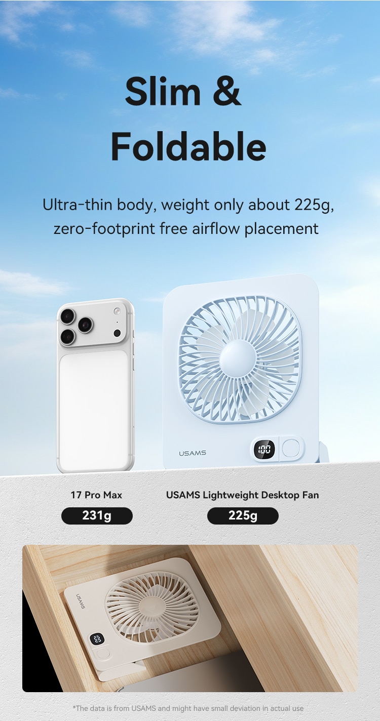 USAMS ZB363 Lightweight Magnetic Desktop Fan 3