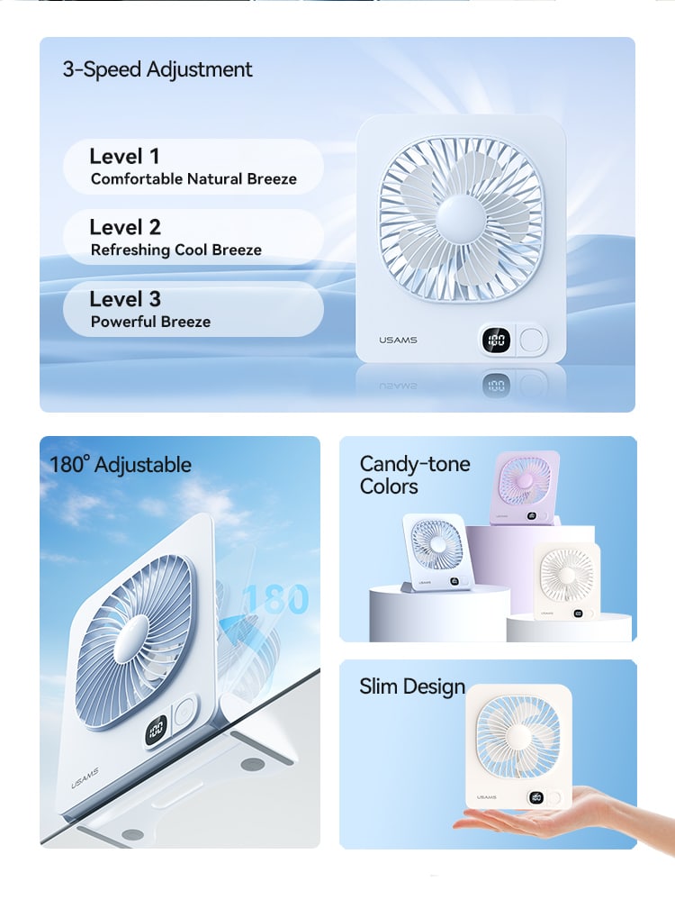 USAMS ZB363 Lightweight Magnetic Desktop Fan 4