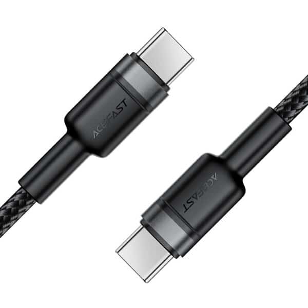 • **ACEFAST C22-03 60W USB-C to USB-C Charging Cable** is a premium high-performance charging and data transfer cable designed for modern USB-C devices. Built with reinforced aluminum alloy connectors, durable TPE protection, and a strong nylon-braided exterior, this cable delivers reliable power delivery of up to 60W while maintaining excellent durability for everyday use. Whether you need fast charging for smartphones, tablets, laptops, gaming consoles, or other USB-C devices, the ACEFAST C22-03 provides safe, stable, and efficient performance with long-lasting reliability. • **60W Fast Charging Support** delivers up to 20V/3A power output, enabling rapid charging for compatible smartphones, tablets, laptops, and gaming devices. • **USB-C to USB-C Connectivity** ensures broad compatibility with modern USB-C devices and chargers for seamless charging and syncing. • **Reliable Data Transfer Function** supports USB 2.0 data transmission, allowing users to transfer files, photos, videos, and documents efficiently. • **Premium Aluminum Alloy Connectors** provide enhanced durability, improved heat resistance, and a premium appearance for long-term performance. • **Reinforced TPE Connector Protection** strengthens cable joints to reduce wear and tear from daily plugging and unplugging. • **Durable Nylon Braided Exterior** offers superior resistance against tangling, stretching, abrasion, and accidental pulling. • **10,000+ Bend Lifespan** ensures exceptional durability through extensive bending tests, making the cable ideal for everyday use. • **Optimal 1.2-Meter Length** provides convenient reach for charging and syncing devices at home, in the office, or while traveling. • **Wide Device Compatibility** supports USB-C smartphones, tablets, laptops, power banks, handheld gaming consoles, and other compatible devices. • **Safe & Certified Performance** meets international quality and safety standards with FCC, CE, RoHS, and EAC certifications. --- ```markdown id="sbfv0b" --- ``` ```markdown id="jvltqg" ## Specifications ``` ```markdown id="m2sp0g" **Product Name:** ACEFAST C22-03 60W USB-C to USB-C Charging Cable ``` **Series:** • ACEWIRE PRO **Cable Type:** • USB-C to USB-C Charging & Data Cable **Function:** • Fast Charging • Data Transfer **Power Output:** • Up to 60W Max • 20V ⎓ 3A **Data Transfer:** • USB 2.0 **Cable Length:** • 1.2m (3.94ft) **Weight:** • 28g **Connector Material:** • Aluminum Alloy • TPE Reinforcement **Cable Material:** • Nylon Braided Wire **Durability:** • 10,000+ Bend Test • Tear Resistant • Crack Resistant • Flexible Construction **Certifications:** • FCC • CE • RoHS • EAC **Compatibility:** • USB-C Smartphones • USB-C Tablets • USB-C Laptops • Gaming Consoles • Power Banks • USB-C Accessories **Key Features:** • 60W fast charging • Durable braided design • Reinforced connectors • Reliable data transfer • Wide compatibility • Lightweight construction ```markdown id="mrly1h" ## Q&A ``` ```markdown id="qnhjkn" **Q1: What is the maximum charging power of the ACEFAST C22-03?** A: The cable supports up to 60W fast charging with a maximum output of 20V/3A. ``` **Q2: Does this cable support data transfer?** A: Yes, it supports USB 2.0 data transfer for syncing files and other data. **Q3: What devices are compatible with this cable?** A: It is compatible with USB-C smartphones, tablets, laptops, gaming consoles, power banks, and other USB-C devices. **Q4: How long is the cable?** A: The cable measures 1.2 meters (3.94 feet) in length. **Q5: What materials are used in the cable construction?** A: The connectors are made from aluminum alloy and TPE, while the cable uses a durable nylon-braided exterior. **Q6: Is the cable durable enough for daily use?** A: Yes, it has passed more than 10,000 bend tests and is designed to resist tearing, cracking, and wear. **Q7: Can this cable charge laptops?** A: Yes, it can charge USB-C laptops that support charging within the cable's 60W power capability. **Q8: Does the cable support fast charging for smartphones?** A: Yes, when used with a compatible fast charger and device, it supports high-speed charging. **Q9: Is the cable lightweight for travel?** A: Yes, it weighs only 28g, making it easy to carry in a bag or pocket. **Q10: What certifications does the ACEFAST C22-03 have?** A: The cable is certified by FCC, CE, RoHS, and EAC, ensuring quality, safety, and compliance with international standards.