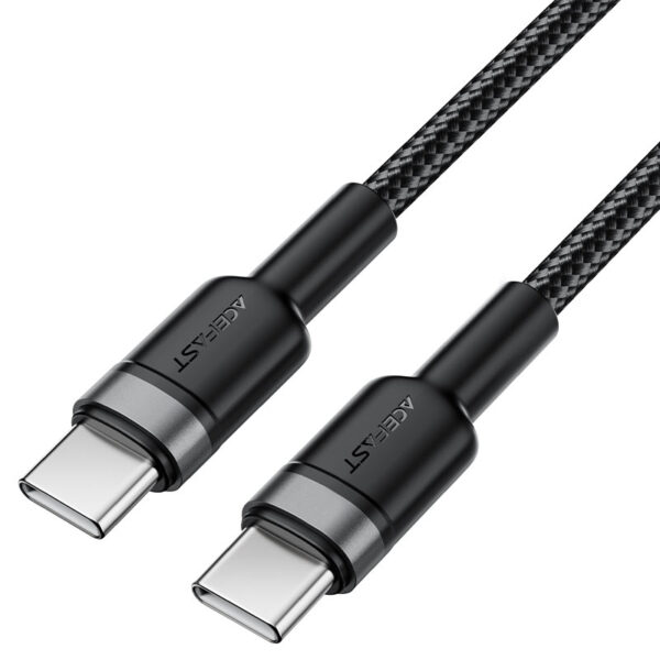 • **ACEFAST C22-03 60W USB-C to USB-C Charging Cable** is a premium high-performance charging and data transfer cable designed for modern USB-C devices. Built with reinforced aluminum alloy connectors, durable TPE protection, and a strong nylon-braided exterior, this cable delivers reliable power delivery of up to 60W while maintaining excellent durability for everyday use. Whether you need fast charging for smartphones, tablets, laptops, gaming consoles, or other USB-C devices, the ACEFAST C22-03 provides safe, stable, and efficient performance with long-lasting reliability. • **60W Fast Charging Support** delivers up to 20V/3A power output, enabling rapid charging for compatible smartphones, tablets, laptops, and gaming devices. • **USB-C to USB-C Connectivity** ensures broad compatibility with modern USB-C devices and chargers for seamless charging and syncing. • **Reliable Data Transfer Function** supports USB 2.0 data transmission, allowing users to transfer files, photos, videos, and documents efficiently. • **Premium Aluminum Alloy Connectors** provide enhanced durability, improved heat resistance, and a premium appearance for long-term performance. • **Reinforced TPE Connector Protection** strengthens cable joints to reduce wear and tear from daily plugging and unplugging. • **Durable Nylon Braided Exterior** offers superior resistance against tangling, stretching, abrasion, and accidental pulling. • **10,000+ Bend Lifespan** ensures exceptional durability through extensive bending tests, making the cable ideal for everyday use. • **Optimal 1.2-Meter Length** provides convenient reach for charging and syncing devices at home, in the office, or while traveling. • **Wide Device Compatibility** supports USB-C smartphones, tablets, laptops, power banks, handheld gaming consoles, and other compatible devices. • **Safe & Certified Performance** meets international quality and safety standards with FCC, CE, RoHS, and EAC certifications. --- ```markdown id="sbfv0b" --- ``` ```markdown id="jvltqg" ## Specifications ``` ```markdown id="m2sp0g" **Product Name:** ACEFAST C22-03 60W USB-C to USB-C Charging Cable ``` **Series:** • ACEWIRE PRO **Cable Type:** • USB-C to USB-C Charging & Data Cable **Function:** • Fast Charging • Data Transfer **Power Output:** • Up to 60W Max • 20V ⎓ 3A **Data Transfer:** • USB 2.0 **Cable Length:** • 1.2m (3.94ft) **Weight:** • 28g **Connector Material:** • Aluminum Alloy • TPE Reinforcement **Cable Material:** • Nylon Braided Wire **Durability:** • 10,000+ Bend Test • Tear Resistant • Crack Resistant • Flexible Construction **Certifications:** • FCC • CE • RoHS • EAC **Compatibility:** • USB-C Smartphones • USB-C Tablets • USB-C Laptops • Gaming Consoles • Power Banks • USB-C Accessories **Key Features:** • 60W fast charging • Durable braided design • Reinforced connectors • Reliable data transfer • Wide compatibility • Lightweight construction ```markdown id="mrly1h" ## Q&A ``` ```markdown id="qnhjkn" **Q1: What is the maximum charging power of the ACEFAST C22-03?** A: The cable supports up to 60W fast charging with a maximum output of 20V/3A. ``` **Q2: Does this cable support data transfer?** A: Yes, it supports USB 2.0 data transfer for syncing files and other data. **Q3: What devices are compatible with this cable?** A: It is compatible with USB-C smartphones, tablets, laptops, gaming consoles, power banks, and other USB-C devices. **Q4: How long is the cable?** A: The cable measures 1.2 meters (3.94 feet) in length. **Q5: What materials are used in the cable construction?** A: The connectors are made from aluminum alloy and TPE, while the cable uses a durable nylon-braided exterior. **Q6: Is the cable durable enough for daily use?** A: Yes, it has passed more than 10,000 bend tests and is designed to resist tearing, cracking, and wear. **Q7: Can this cable charge laptops?** A: Yes, it can charge USB-C laptops that support charging within the cable's 60W power capability. **Q8: Does the cable support fast charging for smartphones?** A: Yes, when used with a compatible fast charger and device, it supports high-speed charging. **Q9: Is the cable lightweight for travel?** A: Yes, it weighs only 28g, making it easy to carry in a bag or pocket. **Q10: What certifications does the ACEFAST C22-03 have?** A: The cable is certified by FCC, CE, RoHS, and EAC, ensuring quality, safety, and compliance with international standards.