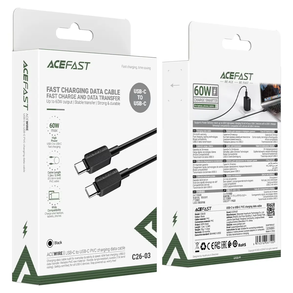 ACEFAST C26 03 60W USB C to USB C Cable 8