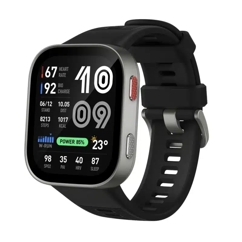 • **Amazfit Bip Max Smartwatch** is a feature-packed smartwatch built for users who demand exceptional battery life, advanced health monitoring, comprehensive fitness tracking, and smart everyday convenience. Featuring a stunning 2.07-inch AMOLED display with up to 3,000 nits brightness, a lightweight aluminum alloy frame, and up to 20 days of battery life, the Bip Max is designed to keep up with your active lifestyle. With built-in GPS supported by five satellite positioning systems, offline maps, 150+ sports modes, Bluetooth calling, Zepp Coach™ training plans, and BioCharge™ monitoring, this smartwatch delivers a premium experience for fitness enthusiasts, professionals, and everyday users alike. • **Large 2.07-Inch AMOLED Display** provides vivid colors, sharp details, and excellent readability with a high-resolution 432 × 514 screen and 324 PPI density. • **Ultra-Bright 3,000-Nit Display** ensures outstanding visibility even under direct sunlight, making outdoor workouts and navigation easier. • **Premium Aluminum Alloy Design** combines durability with a lightweight, stylish construction that is comfortable for all-day wear. • **Exceptional 20-Day Battery Life** delivers extended usage without frequent charging, making it ideal for travel, fitness tracking, and daily use. • **Built-In Offline Maps & Navigation** allows users to download maps and receive turn-by-turn directions directly from the watch. • **Accurate GPS Tracking** utilizes five satellite positioning systems for precise route tracking during outdoor activities. • **150+ Sports Modes** support a vast range of workouts including running, cycling, swimming, strength training, yoga, HYROX, team sports, and outdoor adventures. • **BioTracker™ 6.0 Sensor Technology** provides advanced heart rate, blood oxygen, stress, and health monitoring with improved accuracy. • **BioCharge™ Energy Monitoring** helps users understand daily energy levels by analyzing recovery, activity, workouts, and stress. • **Zepp Coach™ Personalized Training** creates adaptive workout plans based on fitness levels, performance, and recovery metrics. • **Bluetooth Calling & Smart Notifications** keep users connected with call handling, app alerts, messages, and reminders directly from the wrist. • **Voice Control with Zepp Flow™** enables voice-based operation for settings adjustments, information access, voice memos, and supported messaging features. --- ```markdown id="vzyjkc" --- ``` ```markdown id="47rkzv" ## Specifications ``` ```markdown id="r97w22" **Product Name:** Amazfit Bip Max Smartwatch ``` **Design & Build:** • Frame Material: Aluminum Alloy • Case Material: Plastic • Colors: Silver, Dark Blue, Carbon Gray • Water Resistance: 5 ATM • Buttons: 2 • Microphone: Supported • Speaker: Supported • Motor: Rotor Motor **Dimensions & Weight:** • Screen Size (Glass Cover): 39.44 × 46.46mm • Case Dimensions: 42.76 × 49.58mm • Thickness (Including Sensor): 13.24mm • Thickness (Excluding Sensor): 10.93mm • Weight (Including Strap): 52.6g **Display:** • Display Type: AMOLED • Size: 2.07 Inches • Resolution: 432 × 514 Pixels • Pixel Density: 324 PPI • Peak Brightness: Up to 3,000 Nits • Touchscreen: Tempered Glass with Anti-Fingerprint Coating **Battery:** • Battery Capacity: 550mAh • Typical Usage: Up to 20 Days • Heavy Usage: Up to 10 Days • AOD Mode: Up to 7 Days • Continuous GPS Usage: Up to 40 Hours **Storage:** • Up to 4GB Onboard Storage **Connectivity:** • Bluetooth • Bluetooth Low Energy (BLE 5.3) • Zepp App Support **Positioning System:** • 5 Satellite Positioning Systems **Sensors:** • BioTracker™ 6.0 PPG Biometric Sensor (5PD + 2LED) • Accelerometer • Gyroscope • Ambient Light Sensor • Geomagnetic Sensor **Health Monitoring:** • 24-Hour Heart Rate Monitoring • Blood Oxygen Monitoring (SpO₂) • Stress Monitoring • One-Tap Health Measurement • Sleep Stages Monitoring • REM Sleep Tracking • Sleep Breathing Quality Monitoring • Sleep Heart Rate Variability • Sleep Score • Daytime Nap Tracking • PAI Health Assessment System • Heart Rate Recovery • Menstrual Cycle Tracking • Breathing Exercises **Sports & Fitness:** • 150+ Sports Modes • HYROX Support • Zepp Coach™ • PeakBeats™ Workout Status • VO₂ Max Tracking • Training Load Analysis • Training Effect Monitoring • Training Stress Balance • Virtual Pacer • Track Run Mode • Smart Trajectory Correction **Smart Features:** • Bluetooth Calling • SMS Notifications • App Notifications • Music Control • Camera Control (iOS) • Voice Memo • Weather Updates • To-Do List • Event Reminders • Membership Cards • Find My Phone • Alarm Clock • World Clock • Stopwatch • Pomodoro Timer • Do Not Disturb Mode • Screen Lock & Password **Voice Assistant:** • Zepp Flow™ Voice Control **Strap:** • Material: Liquid Silicone • Width: 22mm • Buckle: Classic Pin Buckle **Supported Devices:** • Android 7.0 and Above • iOS 15.0 and Above **Package Contents:** • Amazfit Bip Max Smartwatch • Standard Strap • Magnetic Charging Head (No Cable) • User Manual --- ```markdown id="q8jfm6" ## Q&A ``` ```markdown id="cz3pws" **Q1: How long does the Amazfit Bip Max battery last?** A: The smartwatch can last up to 20 days under typical usage conditions and up to 40 hours of continuous GPS tracking. ``` **Q2: Does the Amazfit Bip Max have GPS?** A: Yes, it features built-in GPS with support for five satellite positioning systems for accurate outdoor tracking. **Q3: Can I make Bluetooth calls from the watch?** A: Yes, the Bip Max supports Bluetooth calling through its built-in microphone and speaker. **Q4: Is the display suitable for outdoor use?** A: Yes, the AMOLED display offers up to 3,000 nits peak brightness, ensuring excellent visibility in bright sunlight. **Q5: How many sports modes are available?** A: The smartwatch supports more than 150 sports modes, including running, cycling, swimming, strength training, yoga, and HYROX. **Q6: Does it monitor blood oxygen levels?** A: Yes, it provides 24-hour blood oxygen saturation (SpO₂) monitoring along with heart rate and stress tracking. **Q7: Is the watch waterproof?** A: Yes, it has a 5 ATM water-resistance rating, making it suitable for swimming and daily water exposure. **Q8: Can I store maps and media on the watch?** A: Yes, the Bip Max offers up to 4GB of onboard storage for offline maps and selected media content. **Q9: What health features does the smartwatch offer?** A: It includes heart rate monitoring, blood oxygen tracking, stress monitoring, sleep analysis, BioCharge™ monitoring, PAI scoring, and more. **Q10: Which smartphones are compatible with the Amazfit Bip Max?** A: The smartwatch supports Android 7.0 and above as well as iOS 15.0 and newer devices through the Zepp App.