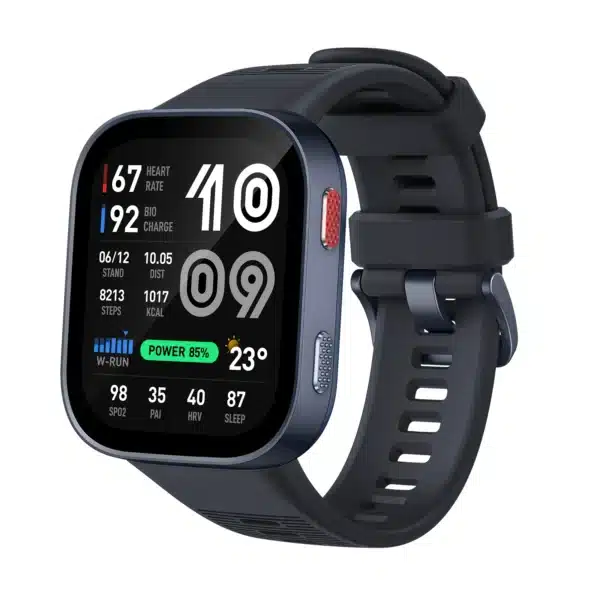 • **Amazfit Bip Max Smartwatch** is a feature-packed smartwatch built for users who demand exceptional battery life, advanced health monitoring, comprehensive fitness tracking, and smart everyday convenience. Featuring a stunning 2.07-inch AMOLED display with up to 3,000 nits brightness, a lightweight aluminum alloy frame, and up to 20 days of battery life, the Bip Max is designed to keep up with your active lifestyle. With built-in GPS supported by five satellite positioning systems, offline maps, 150+ sports modes, Bluetooth calling, Zepp Coach™ training plans, and BioCharge™ monitoring, this smartwatch delivers a premium experience for fitness enthusiasts, professionals, and everyday users alike. • **Large 2.07-Inch AMOLED Display** provides vivid colors, sharp details, and excellent readability with a high-resolution 432 × 514 screen and 324 PPI density. • **Ultra-Bright 3,000-Nit Display** ensures outstanding visibility even under direct sunlight, making outdoor workouts and navigation easier. • **Premium Aluminum Alloy Design** combines durability with a lightweight, stylish construction that is comfortable for all-day wear. • **Exceptional 20-Day Battery Life** delivers extended usage without frequent charging, making it ideal for travel, fitness tracking, and daily use. • **Built-In Offline Maps & Navigation** allows users to download maps and receive turn-by-turn directions directly from the watch. • **Accurate GPS Tracking** utilizes five satellite positioning systems for precise route tracking during outdoor activities. • **150+ Sports Modes** support a vast range of workouts including running, cycling, swimming, strength training, yoga, HYROX, team sports, and outdoor adventures. • **BioTracker™ 6.0 Sensor Technology** provides advanced heart rate, blood oxygen, stress, and health monitoring with improved accuracy. • **BioCharge™ Energy Monitoring** helps users understand daily energy levels by analyzing recovery, activity, workouts, and stress. • **Zepp Coach™ Personalized Training** creates adaptive workout plans based on fitness levels, performance, and recovery metrics. • **Bluetooth Calling & Smart Notifications** keep users connected with call handling, app alerts, messages, and reminders directly from the wrist. • **Voice Control with Zepp Flow™** enables voice-based operation for settings adjustments, information access, voice memos, and supported messaging features. --- ```markdown id="vzyjkc" --- ``` ```markdown id="47rkzv" ## Specifications ``` ```markdown id="r97w22" **Product Name:** Amazfit Bip Max Smartwatch ``` **Design & Build:** • Frame Material: Aluminum Alloy • Case Material: Plastic • Colors: Silver, Dark Blue, Carbon Gray • Water Resistance: 5 ATM • Buttons: 2 • Microphone: Supported • Speaker: Supported • Motor: Rotor Motor **Dimensions & Weight:** • Screen Size (Glass Cover): 39.44 × 46.46mm • Case Dimensions: 42.76 × 49.58mm • Thickness (Including Sensor): 13.24mm • Thickness (Excluding Sensor): 10.93mm • Weight (Including Strap): 52.6g **Display:** • Display Type: AMOLED • Size: 2.07 Inches • Resolution: 432 × 514 Pixels • Pixel Density: 324 PPI • Peak Brightness: Up to 3,000 Nits • Touchscreen: Tempered Glass with Anti-Fingerprint Coating **Battery:** • Battery Capacity: 550mAh • Typical Usage: Up to 20 Days • Heavy Usage: Up to 10 Days • AOD Mode: Up to 7 Days • Continuous GPS Usage: Up to 40 Hours **Storage:** • Up to 4GB Onboard Storage **Connectivity:** • Bluetooth • Bluetooth Low Energy (BLE 5.3) • Zepp App Support **Positioning System:** • 5 Satellite Positioning Systems **Sensors:** • BioTracker™ 6.0 PPG Biometric Sensor (5PD + 2LED) • Accelerometer • Gyroscope • Ambient Light Sensor • Geomagnetic Sensor **Health Monitoring:** • 24-Hour Heart Rate Monitoring • Blood Oxygen Monitoring (SpO₂) • Stress Monitoring • One-Tap Health Measurement • Sleep Stages Monitoring • REM Sleep Tracking • Sleep Breathing Quality Monitoring • Sleep Heart Rate Variability • Sleep Score • Daytime Nap Tracking • PAI Health Assessment System • Heart Rate Recovery • Menstrual Cycle Tracking • Breathing Exercises **Sports & Fitness:** • 150+ Sports Modes • HYROX Support • Zepp Coach™ • PeakBeats™ Workout Status • VO₂ Max Tracking • Training Load Analysis • Training Effect Monitoring • Training Stress Balance • Virtual Pacer • Track Run Mode • Smart Trajectory Correction **Smart Features:** • Bluetooth Calling • SMS Notifications • App Notifications • Music Control • Camera Control (iOS) • Voice Memo • Weather Updates • To-Do List • Event Reminders • Membership Cards • Find My Phone • Alarm Clock • World Clock • Stopwatch • Pomodoro Timer • Do Not Disturb Mode • Screen Lock & Password **Voice Assistant:** • Zepp Flow™ Voice Control **Strap:** • Material: Liquid Silicone • Width: 22mm • Buckle: Classic Pin Buckle **Supported Devices:** • Android 7.0 and Above • iOS 15.0 and Above **Package Contents:** • Amazfit Bip Max Smartwatch • Standard Strap • Magnetic Charging Head (No Cable) • User Manual --- ```markdown id="q8jfm6" ## Q&A ``` ```markdown id="cz3pws" **Q1: How long does the Amazfit Bip Max battery last?** A: The smartwatch can last up to 20 days under typical usage conditions and up to 40 hours of continuous GPS tracking. ``` **Q2: Does the Amazfit Bip Max have GPS?** A: Yes, it features built-in GPS with support for five satellite positioning systems for accurate outdoor tracking. **Q3: Can I make Bluetooth calls from the watch?** A: Yes, the Bip Max supports Bluetooth calling through its built-in microphone and speaker. **Q4: Is the display suitable for outdoor use?** A: Yes, the AMOLED display offers up to 3,000 nits peak brightness, ensuring excellent visibility in bright sunlight. **Q5: How many sports modes are available?** A: The smartwatch supports more than 150 sports modes, including running, cycling, swimming, strength training, yoga, and HYROX. **Q6: Does it monitor blood oxygen levels?** A: Yes, it provides 24-hour blood oxygen saturation (SpO₂) monitoring along with heart rate and stress tracking. **Q7: Is the watch waterproof?** A: Yes, it has a 5 ATM water-resistance rating, making it suitable for swimming and daily water exposure. **Q8: Can I store maps and media on the watch?** A: Yes, the Bip Max offers up to 4GB of onboard storage for offline maps and selected media content. **Q9: What health features does the smartwatch offer?** A: It includes heart rate monitoring, blood oxygen tracking, stress monitoring, sleep analysis, BioCharge™ monitoring, PAI scoring, and more. **Q10: Which smartphones are compatible with the Amazfit Bip Max?** A: The smartwatch supports Android 7.0 and above as well as iOS 15.0 and newer devices through the Zepp App.