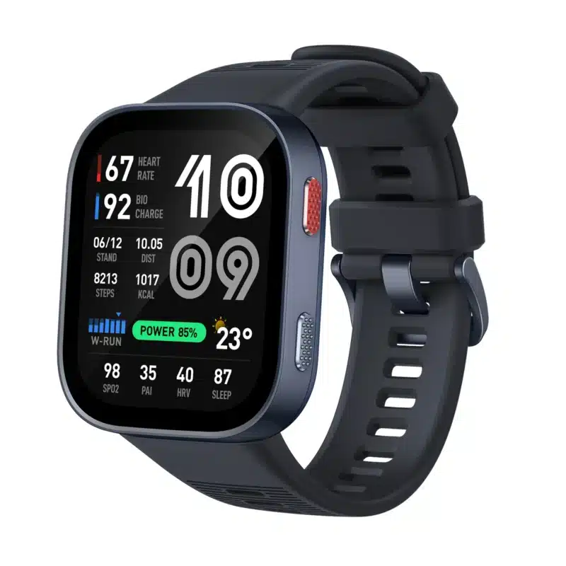 • **Amazfit Bip Max Smartwatch** is a feature-packed smartwatch built for users who demand exceptional battery life, advanced health monitoring, comprehensive fitness tracking, and smart everyday convenience. Featuring a stunning 2.07-inch AMOLED display with up to 3,000 nits brightness, a lightweight aluminum alloy frame, and up to 20 days of battery life, the Bip Max is designed to keep up with your active lifestyle. With built-in GPS supported by five satellite positioning systems, offline maps, 150+ sports modes, Bluetooth calling, Zepp Coach™ training plans, and BioCharge™ monitoring, this smartwatch delivers a premium experience for fitness enthusiasts, professionals, and everyday users alike. • **Large 2.07-Inch AMOLED Display** provides vivid colors, sharp details, and excellent readability with a high-resolution 432 × 514 screen and 324 PPI density. • **Ultra-Bright 3,000-Nit Display** ensures outstanding visibility even under direct sunlight, making outdoor workouts and navigation easier. • **Premium Aluminum Alloy Design** combines durability with a lightweight, stylish construction that is comfortable for all-day wear. • **Exceptional 20-Day Battery Life** delivers extended usage without frequent charging, making it ideal for travel, fitness tracking, and daily use. • **Built-In Offline Maps & Navigation** allows users to download maps and receive turn-by-turn directions directly from the watch. • **Accurate GPS Tracking** utilizes five satellite positioning systems for precise route tracking during outdoor activities. • **150+ Sports Modes** support a vast range of workouts including running, cycling, swimming, strength training, yoga, HYROX, team sports, and outdoor adventures. • **BioTracker™ 6.0 Sensor Technology** provides advanced heart rate, blood oxygen, stress, and health monitoring with improved accuracy. • **BioCharge™ Energy Monitoring** helps users understand daily energy levels by analyzing recovery, activity, workouts, and stress. • **Zepp Coach™ Personalized Training** creates adaptive workout plans based on fitness levels, performance, and recovery metrics. • **Bluetooth Calling & Smart Notifications** keep users connected with call handling, app alerts, messages, and reminders directly from the wrist. • **Voice Control with Zepp Flow™** enables voice-based operation for settings adjustments, information access, voice memos, and supported messaging features. --- ```markdown id="vzyjkc" --- ``` ```markdown id="47rkzv" ## Specifications ``` ```markdown id="r97w22" **Product Name:** Amazfit Bip Max Smartwatch ``` **Design & Build:** • Frame Material: Aluminum Alloy • Case Material: Plastic • Colors: Silver, Dark Blue, Carbon Gray • Water Resistance: 5 ATM • Buttons: 2 • Microphone: Supported • Speaker: Supported • Motor: Rotor Motor **Dimensions & Weight:** • Screen Size (Glass Cover): 39.44 × 46.46mm • Case Dimensions: 42.76 × 49.58mm • Thickness (Including Sensor): 13.24mm • Thickness (Excluding Sensor): 10.93mm • Weight (Including Strap): 52.6g **Display:** • Display Type: AMOLED • Size: 2.07 Inches • Resolution: 432 × 514 Pixels • Pixel Density: 324 PPI • Peak Brightness: Up to 3,000 Nits • Touchscreen: Tempered Glass with Anti-Fingerprint Coating **Battery:** • Battery Capacity: 550mAh • Typical Usage: Up to 20 Days • Heavy Usage: Up to 10 Days • AOD Mode: Up to 7 Days • Continuous GPS Usage: Up to 40 Hours **Storage:** • Up to 4GB Onboard Storage **Connectivity:** • Bluetooth • Bluetooth Low Energy (BLE 5.3) • Zepp App Support **Positioning System:** • 5 Satellite Positioning Systems **Sensors:** • BioTracker™ 6.0 PPG Biometric Sensor (5PD + 2LED) • Accelerometer • Gyroscope • Ambient Light Sensor • Geomagnetic Sensor **Health Monitoring:** • 24-Hour Heart Rate Monitoring • Blood Oxygen Monitoring (SpO₂) • Stress Monitoring • One-Tap Health Measurement • Sleep Stages Monitoring • REM Sleep Tracking • Sleep Breathing Quality Monitoring • Sleep Heart Rate Variability • Sleep Score • Daytime Nap Tracking • PAI Health Assessment System • Heart Rate Recovery • Menstrual Cycle Tracking • Breathing Exercises **Sports & Fitness:** • 150+ Sports Modes • HYROX Support • Zepp Coach™ • PeakBeats™ Workout Status • VO₂ Max Tracking • Training Load Analysis • Training Effect Monitoring • Training Stress Balance • Virtual Pacer • Track Run Mode • Smart Trajectory Correction **Smart Features:** • Bluetooth Calling • SMS Notifications • App Notifications • Music Control • Camera Control (iOS) • Voice Memo • Weather Updates • To-Do List • Event Reminders • Membership Cards • Find My Phone • Alarm Clock • World Clock • Stopwatch • Pomodoro Timer • Do Not Disturb Mode • Screen Lock & Password **Voice Assistant:** • Zepp Flow™ Voice Control **Strap:** • Material: Liquid Silicone • Width: 22mm • Buckle: Classic Pin Buckle **Supported Devices:** • Android 7.0 and Above • iOS 15.0 and Above **Package Contents:** • Amazfit Bip Max Smartwatch • Standard Strap • Magnetic Charging Head (No Cable) • User Manual --- ```markdown id="q8jfm6" ## Q&A ``` ```markdown id="cz3pws" **Q1: How long does the Amazfit Bip Max battery last?** A: The smartwatch can last up to 20 days under typical usage conditions and up to 40 hours of continuous GPS tracking. ``` **Q2: Does the Amazfit Bip Max have GPS?** A: Yes, it features built-in GPS with support for five satellite positioning systems for accurate outdoor tracking. **Q3: Can I make Bluetooth calls from the watch?** A: Yes, the Bip Max supports Bluetooth calling through its built-in microphone and speaker. **Q4: Is the display suitable for outdoor use?** A: Yes, the AMOLED display offers up to 3,000 nits peak brightness, ensuring excellent visibility in bright sunlight. **Q5: How many sports modes are available?** A: The smartwatch supports more than 150 sports modes, including running, cycling, swimming, strength training, yoga, and HYROX. **Q6: Does it monitor blood oxygen levels?** A: Yes, it provides 24-hour blood oxygen saturation (SpO₂) monitoring along with heart rate and stress tracking. **Q7: Is the watch waterproof?** A: Yes, it has a 5 ATM water-resistance rating, making it suitable for swimming and daily water exposure. **Q8: Can I store maps and media on the watch?** A: Yes, the Bip Max offers up to 4GB of onboard storage for offline maps and selected media content. **Q9: What health features does the smartwatch offer?** A: It includes heart rate monitoring, blood oxygen tracking, stress monitoring, sleep analysis, BioCharge™ monitoring, PAI scoring, and more. **Q10: Which smartphones are compatible with the Amazfit Bip Max?** A: The smartwatch supports Android 7.0 and above as well as iOS 15.0 and newer devices through the Zepp App.
