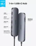 Anker A83D2 USB C Hub, 7-in-1 Multi-Port USB Adapter for Laptops