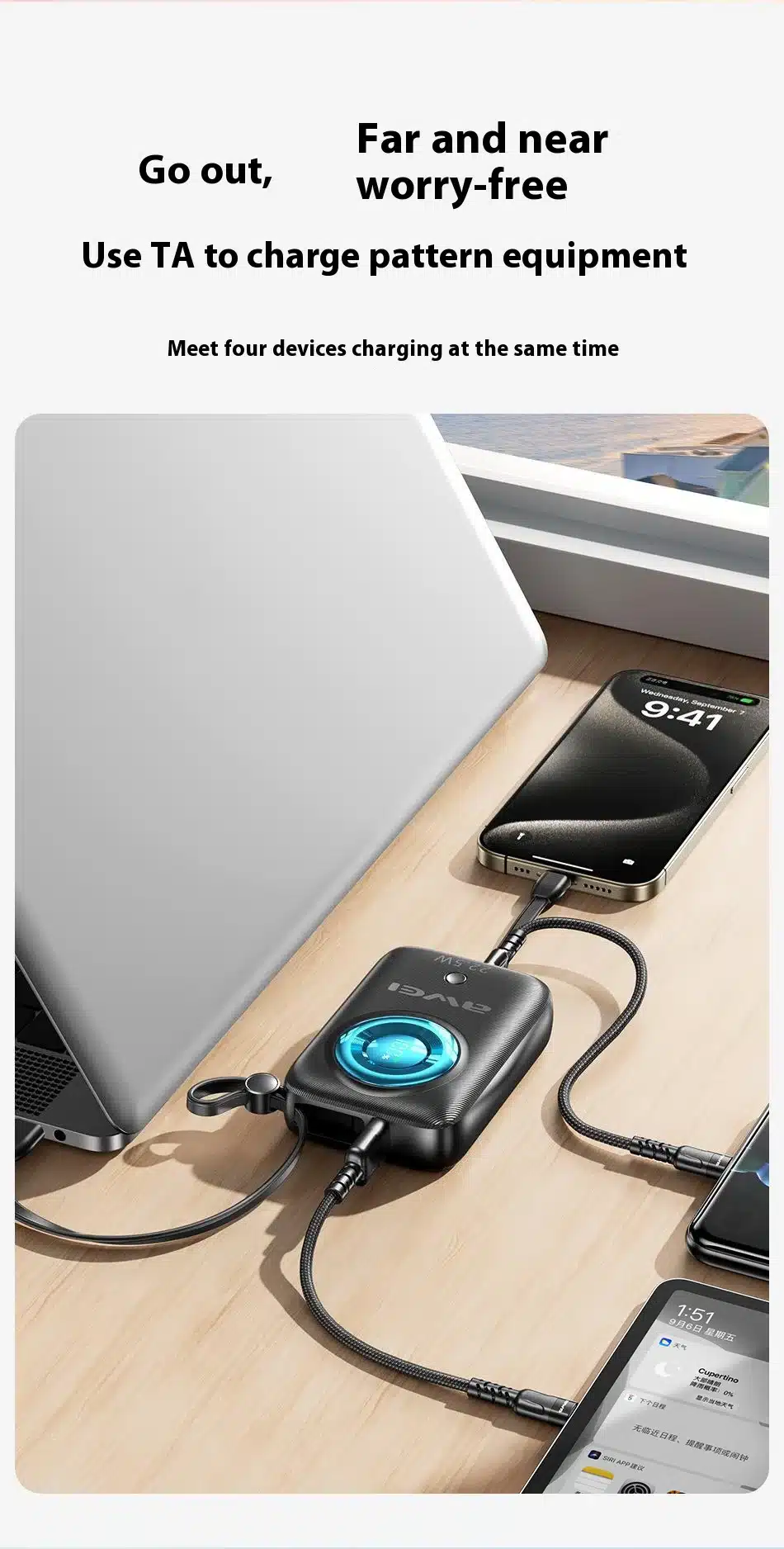 Awei P23K 10000mAh Digital Display Mini Power Bank 4