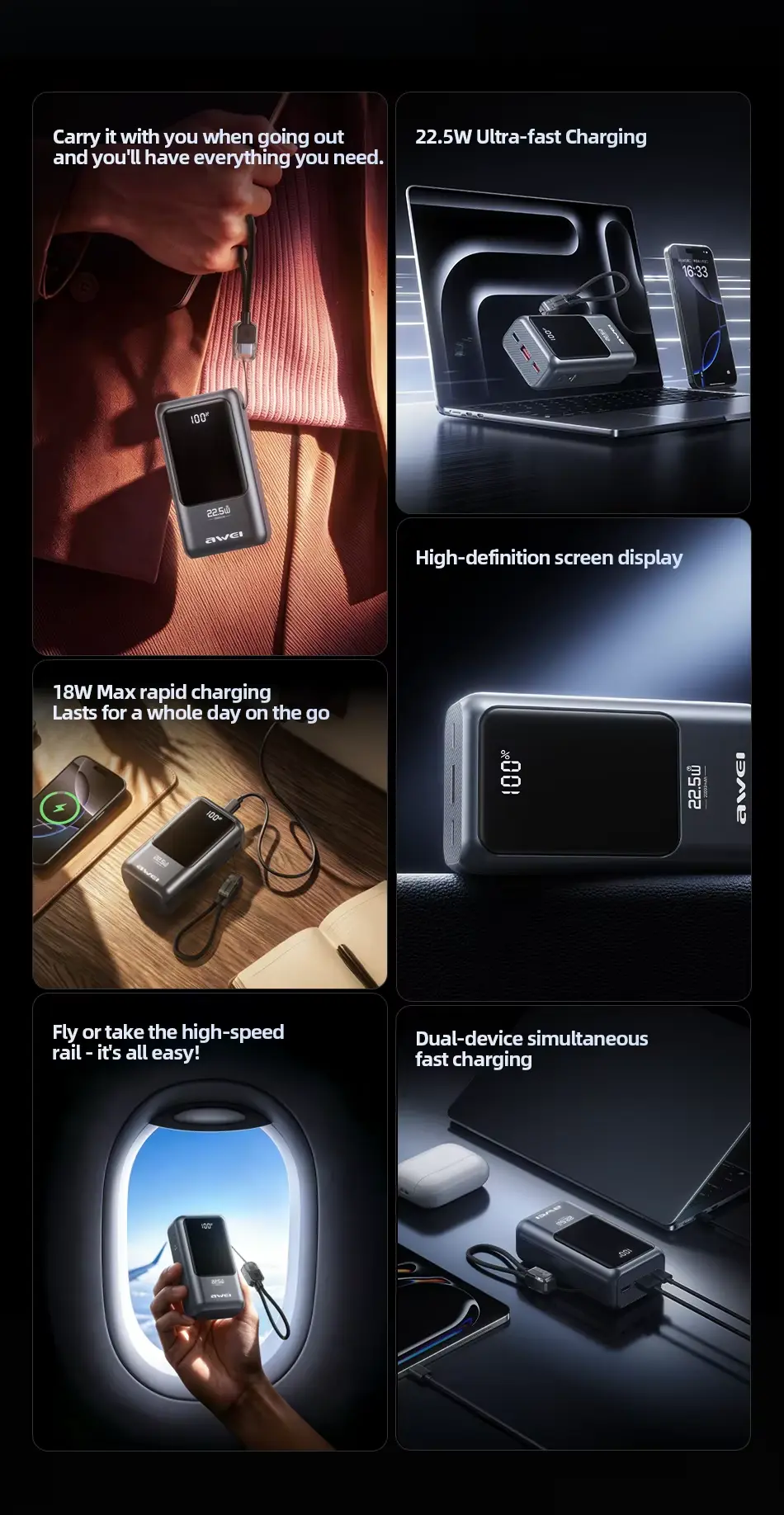 Awei PA 100 20000mAh 22.5W Power Bank 4
