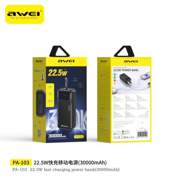 Awei PA-103 30000mAh 22.5W Fast Charging Power Bank