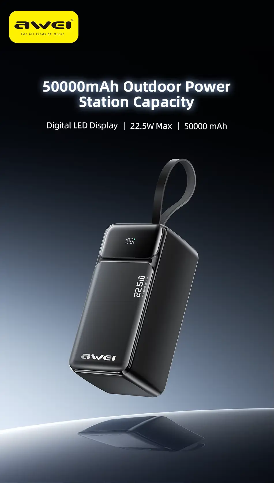 Awei PA 106 50000mAh 22.5W Fast Charging Type C USB Portable Power Bank 5