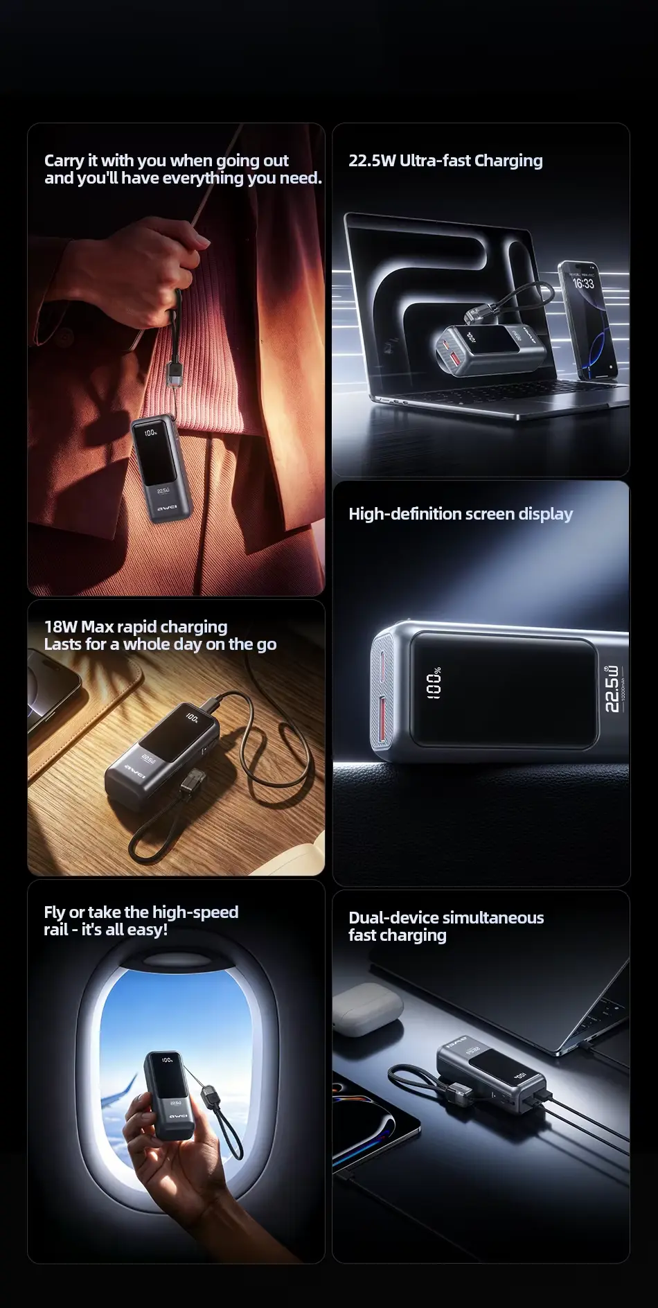 Awei PA 99 10000mAh 22.5W Power Bank 5
