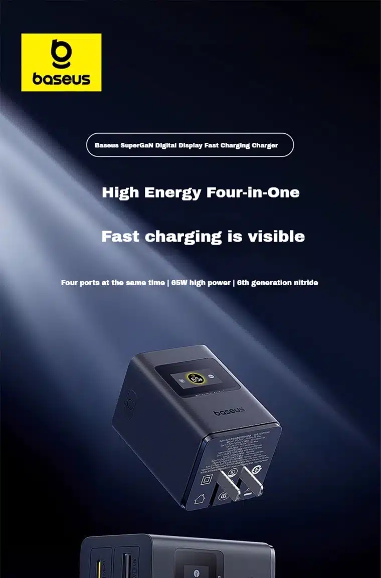 Baseus CCSPD65CC 65W Super GaN Digital Display Fast Charger 5