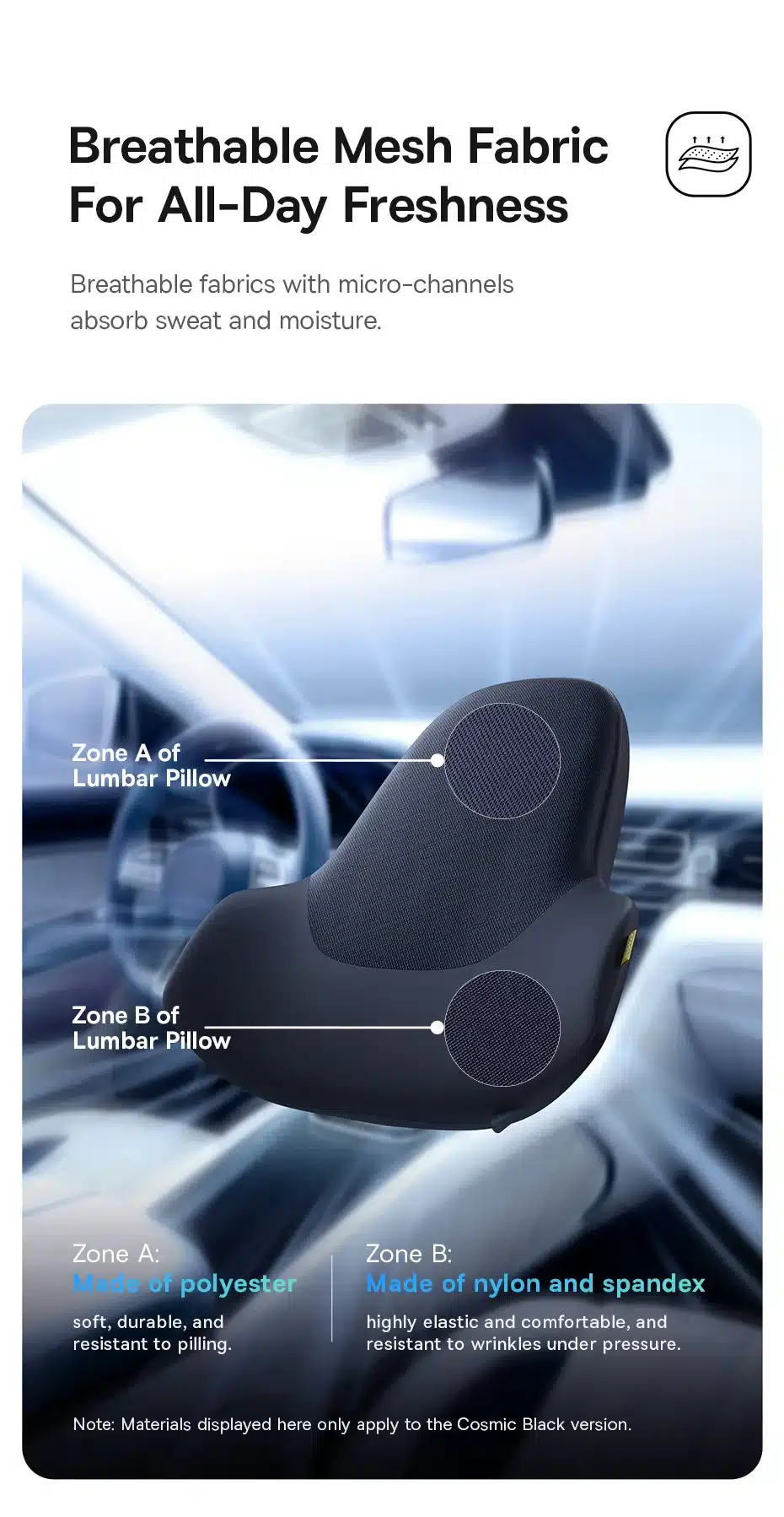 Baseus Primetrip VH1 Breathable Car Lumbar Support Pillow 4