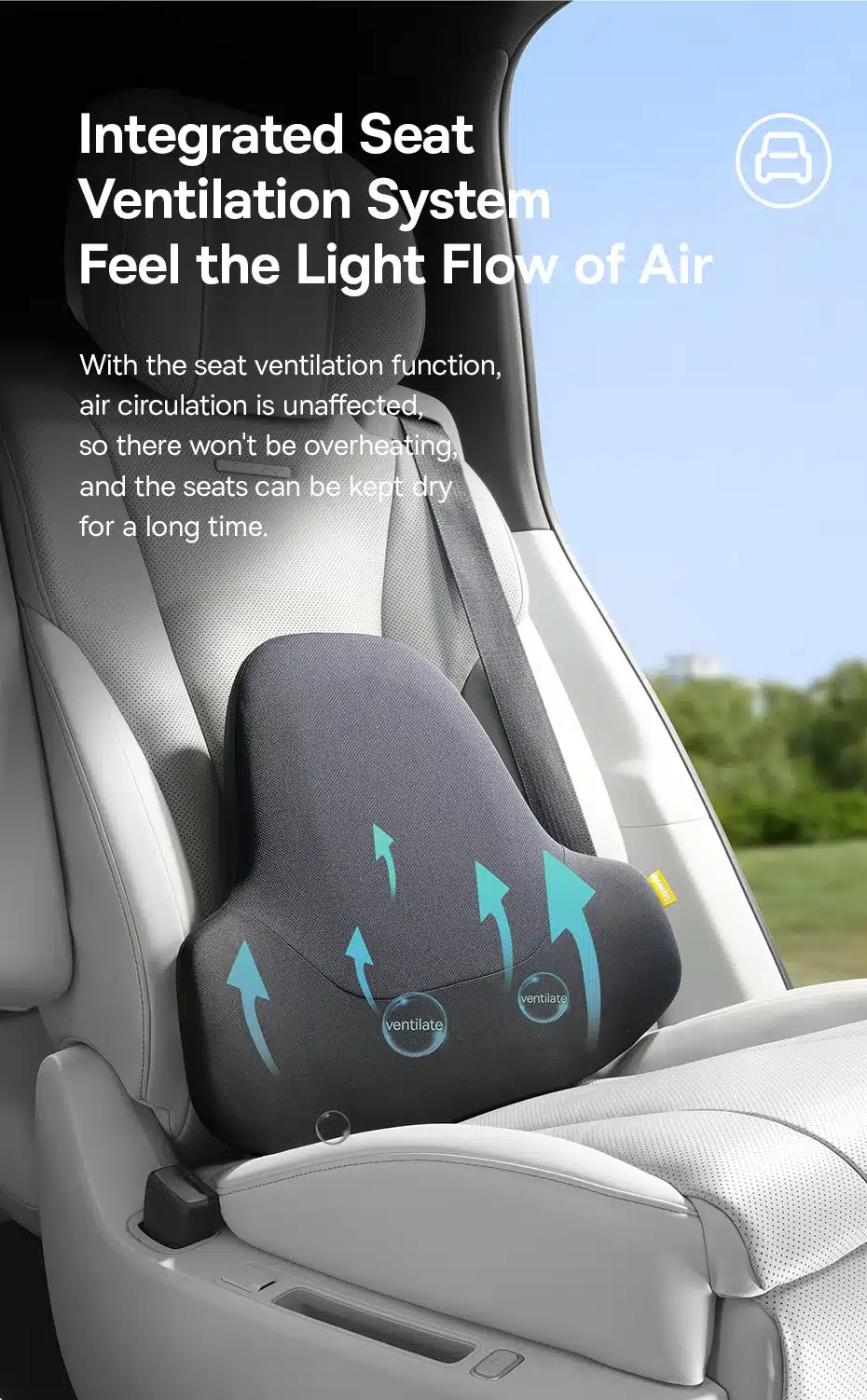Baseus Primetrip VH1 Breathable Car Lumbar Support Pillow 5