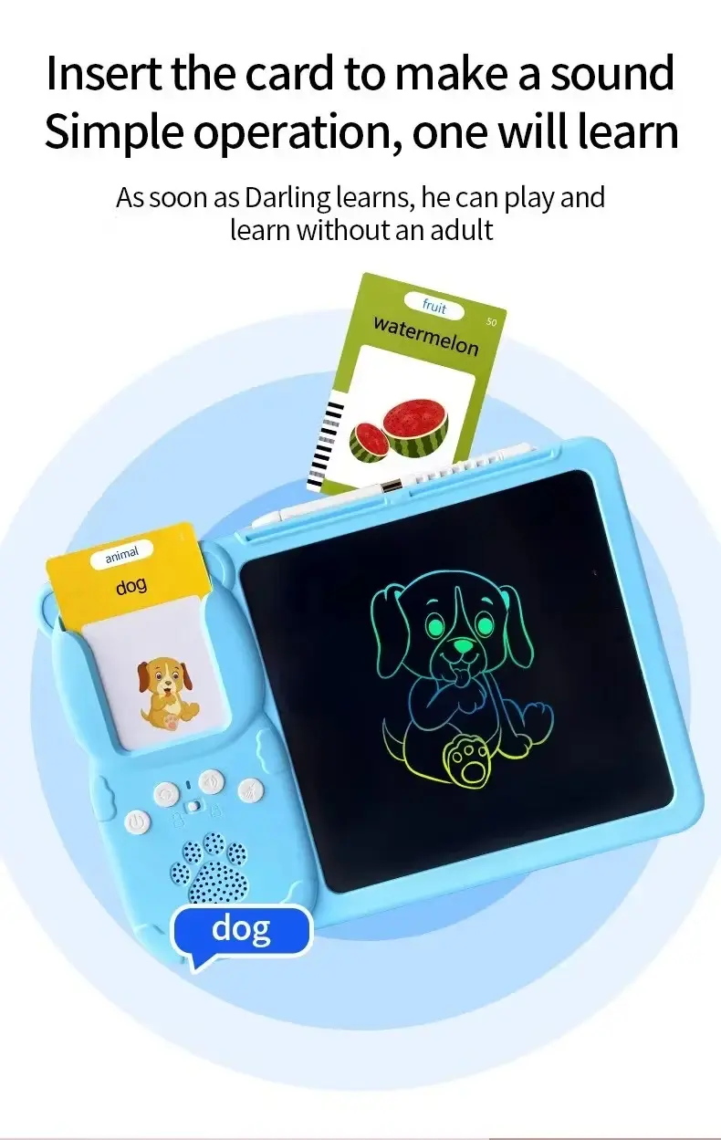 Early Education Device 2 in 1 Talking Flash Cards LCD Writing Tablet 3