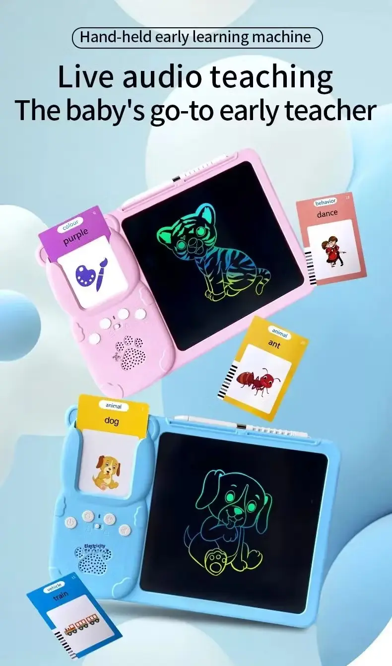 Early Education Device 2 in 1 Talking Flash Cards LCD Writing Tablet 5