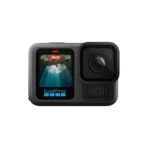 GoPro HERO13 Black - 5.3K60 Action Camera HB-Series Lenses With Auto Detection: HERO13 Black is compatible with the HB-Series Lenses that let you instantly set up your camera for a variety of specialty shots. The Ultra Wide Lens Mod is the ultimate POV lens for action-packed scenes and epic landscapes. The Macro Lens Mod captures close-up shots in stunning detail. Neutral Density Filters add motion blur to your footage and let you adjust the lighting in your shots with professional results. Try the Anamorphic Lens Mod for pro-level cinematic shots. HERO13 Black even detects when a lens or filter is attached and automatically adjusts its settings accordingly. Best-in-Class 5.3K Video: 5.3K video delivers breathtaking image quality with 91% more resolution than 4K and an incredible 665% more than 1080p. HERO13 Black captures the action with crisp detail and exacting image quality so any shot with any lens will look amazing. 5.3K video also lets you grab stunning photos up to 24.7MP from your footage using the GoPro Quik app. Burst Slo-Mo: HERO13 Black features our slowest slo-mo ever with the ability to record video clips with the action slowed down to 13x normal speed. You’ll also be able to record short 4x slo-mo clips using our highest 5.3K resolution video to catch epic details that you’d never be able to see with the naked eye. Rugged + Waterproof to 33ft (10m): HERO13 Black was built to take a beating. It’s ready to capture the fun on any adventure whether you’re tearing through mud, snow or water (down to 33ft/10m). A water-repelling lens cover even helps eliminate lens flare and other artifacts to help keep your photos and videos crystal clear. What's Included: HERO13 Black Camera in Polar White, Enduro Battery, Curved Adhesive Mount, Mounting Buckle + Thumb Screw, USB-C Cable Design + Dimensions Dimensions (W x H x D) (mm) 71.8 W x 50.8 H x 33.6 D (mm) Weight (Camera w/mounting fingers + Battery) 159g (Camera w/mounting fingers + Battery) 125g (Without Battery) Battery Removable 1900mAh Enduro Battery Displays Rear: 2.27" Touch Display Front: 1.4" Color Display Rugged + Waterproof 10m (33ft) Mounting Built-In Mounting with Folding Fingers ¼-20 Mount Removable Water-repelling Cover Glass Yes Memory Storage microSD 1x microSD™ rated class A2 V30 or higher Connector USB-C HDMI Port Media Mod (H9B/H10B/H11B/H12B) Operating Temperature -10° C - 35° C Image Quality / Hardware Spec System Processor GP2 Image Sensor 1/1.9" CMOS 27.6 MP active pixels (5599x4927) Lens Aperture F2.5 35mm Equivalent Focal Length Min = 12mm Max = 39mm Video Video Resolutions & Frame Rates 5.3K (8:7) 30/25/24 fps 5.3K (16:9) 60/50/30/25/24 fps 4K (8:7) 60/50/30/25 fps 4K (9:16) 60/50/30/25 4K (16:9) 120/100/60/50/30/25/24 fps 2.7K (4:3) 120/100 fps 2.7K (16:9) 240/200 fps 1080 (9:16) 60/50/30/25 1080p (16:9) 240/200/120/100/60/50/30/25 fps Video Stabilization HyperSmooth 6.0 Aspect Ratio 16:9 9:16 4:3 8:7 HDR Video 5.3K (16:9) 30/25/24 fps 4K (8:7) 30/25/24 fps 4K (16:9) 60/50/30/25/24 fps Digital Lenses HyperView SuperView Wide Linear Linear + Horizon Lock / Leveling 360 Horizon Lock & Horizon Leveling Lock: Linear + Horizon Lock Lens Leveling: In-Camera (23-27*) for 5.3K60; 4K120; 2.7K240; 1080p240 Can apply in post using Quik App Video Compression Standard H.265 (HEVC) Color Video Bit Depth 8-Bit 10-bit (4K and higher) Maximum Video Bit Rate 120Mbps Zoom (Video) Up to 2x Slo-Mo 8x - 2.7K; 1080p 4x - 4K 2x - 5.3K Burst Slo-Mo 13x (400fps) - 720p for 15s 12x (360fps) - 900p for 15s 4x - 5.3K for 5s Looping Video Yes HindSight Yes Scheduled Capture Yes Duration Capture Yes Live Streaming 1080p30 w/HyperSmooth + 1080p60 recording Webcam Mode up to 1080p30 Timecode Synchronization Yes Exposure Control Yes Exposure Value (EV Comp) 2+/- Photo Photo Modes Standard Photo Burst Photo Night Photo Max Photo Resolution 27.13MP (5568x4872) Photo Frame-Grabs from Video 24.69MP from (8:7) 5.3K Video 21.16MP from (4:3) 5.3K Video 15.87MP from (16:9) 5.3K Video Photo Output SuperPhoto, HDR, Standard, RAW Photo Formats .jpg .gpr (RAW) RAW Photo Capture 27.13MP (5568x4872) Digital Lenses (single photo) Wide Linear Photo Timer 3s, 10s Photo Intervals 0.5s, 1s, 2s, 3s, 5s, 10s, 30s, 60s, 120s Burst Photo Rates (Frames / Second) Auto, 60/10, 60/6, 30/6, 30/3, 10/3, 30/1, 10/1, 5/1, 3/1 Night Photo Shutter Speed Auto, 2, 5, 10, 15, 20, 30 sec. Time Lapse TimeWarp Video TimeWarp 3.0 (up to 5.3K) TimeWarp Video Speeds Auto, 2x, 5x, 10x, 15x, 30x Star Trails Yes Light Painting Yes Vehicle Light Trails Yes Time Lapse Video Resolution Up to 5.3K Time Lapse Intervals (Video & Photo) 0.5, 1, 2, 3, 5, 10, 30, 60 sec.; 2, 5, 30, 60 min. Night Lapse Video Resolution Up to 5.3K Night Lapse Intervals (Video & Photo) Auto, 4, 5, 10, 15, 20, 30, 60 sec.; 2, 5, 30, 60 min. Audio Features Microphones 3-mics Stereo Audio Yes Advanced Noise Reduction 3-mic Processing RAW Audio Capture WAV Format 3.5 Audio Mic Input Media Mod (H9B/H10B/H11B) Pro 3.5mm Mic Adapter Wireless Audio Support Airpods and other bluetooth headsets Connected Features Wi-Fi Frequency Wi-Fi 6; 2.4GHZ; 5GHz Wi-Fi Protocol 802.11 a/b/g/n/ac/ax Bluetooth BLE 5.3 USB Port USB-C Mobile App Connection Quik App Auto Upload to Cloud w/GoPro Subscription User Interface Protune Yes Presets / Custom Presets Yes Voice Control 14 Commands 11 Languages with 6 accents Post-Capture UX Advanced Metadata Yes Eco-system Support Quik App GoPro Labs Open GoPro