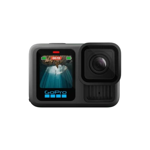 GoPro HERO13 Black - 5.3K60 Action Camera HB-Series Lenses With Auto Detection: HERO13 Black is compatible with the HB-Series Lenses that let you instantly set up your camera for a variety of specialty shots. The Ultra Wide Lens Mod is the ultimate POV lens for action-packed scenes and epic landscapes. The Macro Lens Mod captures close-up shots in stunning detail. Neutral Density Filters add motion blur to your footage and let you adjust the lighting in your shots with professional results. Try the Anamorphic Lens Mod for pro-level cinematic shots. HERO13 Black even detects when a lens or filter is attached and automatically adjusts its settings accordingly. Best-in-Class 5.3K Video: 5.3K video delivers breathtaking image quality with 91% more resolution than 4K and an incredible 665% more than 1080p. HERO13 Black captures the action with crisp detail and exacting image quality so any shot with any lens will look amazing. 5.3K video also lets you grab stunning photos up to 24.7MP from your footage using the GoPro Quik app. Burst Slo-Mo: HERO13 Black features our slowest slo-mo ever with the ability to record video clips with the action slowed down to 13x normal speed. You’ll also be able to record short 4x slo-mo clips using our highest 5.3K resolution video to catch epic details that you’d never be able to see with the naked eye. Rugged + Waterproof to 33ft (10m): HERO13 Black was built to take a beating. It’s ready to capture the fun on any adventure whether you’re tearing through mud, snow or water (down to 33ft/10m). A water-repelling lens cover even helps eliminate lens flare and other artifacts to help keep your photos and videos crystal clear. What's Included: HERO13 Black Camera in Polar White, Enduro Battery, Curved Adhesive Mount, Mounting Buckle + Thumb Screw, USB-C Cable Design + Dimensions Dimensions (W x H x D) (mm) 71.8 W x 50.8 H x 33.6 D (mm) Weight (Camera w/mounting fingers + Battery) 159g (Camera w/mounting fingers + Battery) 125g (Without Battery) Battery Removable 1900mAh Enduro Battery Displays Rear: 2.27" Touch Display Front: 1.4" Color Display Rugged + Waterproof 10m (33ft) Mounting Built-In Mounting with Folding Fingers ¼-20 Mount Removable Water-repelling Cover Glass Yes Memory Storage microSD 1x microSD™ rated class A2 V30 or higher Connector USB-C HDMI Port Media Mod (H9B/H10B/H11B/H12B) Operating Temperature -10° C - 35° C Image Quality / Hardware Spec System Processor GP2 Image Sensor 1/1.9" CMOS 27.6 MP active pixels (5599x4927) Lens Aperture F2.5 35mm Equivalent Focal Length Min = 12mm Max = 39mm Video Video Resolutions & Frame Rates 5.3K (8:7) 30/25/24 fps 5.3K (16:9) 60/50/30/25/24 fps 4K (8:7) 60/50/30/25 fps 4K (9:16) 60/50/30/25 4K (16:9) 120/100/60/50/30/25/24 fps 2.7K (4:3) 120/100 fps 2.7K (16:9) 240/200 fps 1080 (9:16) 60/50/30/25 1080p (16:9) 240/200/120/100/60/50/30/25 fps Video Stabilization HyperSmooth 6.0 Aspect Ratio 16:9 9:16 4:3 8:7 HDR Video 5.3K (16:9) 30/25/24 fps 4K (8:7) 30/25/24 fps 4K (16:9) 60/50/30/25/24 fps Digital Lenses HyperView SuperView Wide Linear Linear + Horizon Lock / Leveling 360 Horizon Lock & Horizon Leveling Lock: Linear + Horizon Lock Lens Leveling: In-Camera (23-27*) for 5.3K60; 4K120; 2.7K240; 1080p240 Can apply in post using Quik App Video Compression Standard H.265 (HEVC) Color Video Bit Depth 8-Bit 10-bit (4K and higher) Maximum Video Bit Rate 120Mbps Zoom (Video) Up to 2x Slo-Mo 8x - 2.7K; 1080p 4x - 4K 2x - 5.3K Burst Slo-Mo 13x (400fps) - 720p for 15s 12x (360fps) - 900p for 15s 4x - 5.3K for 5s Looping Video Yes HindSight Yes Scheduled Capture Yes Duration Capture Yes Live Streaming 1080p30 w/HyperSmooth + 1080p60 recording Webcam Mode up to 1080p30 Timecode Synchronization Yes Exposure Control Yes Exposure Value (EV Comp) 2+/- Photo Photo Modes Standard Photo Burst Photo Night Photo Max Photo Resolution 27.13MP (5568x4872) Photo Frame-Grabs from Video 24.69MP from (8:7) 5.3K Video 21.16MP from (4:3) 5.3K Video 15.87MP from (16:9) 5.3K Video Photo Output SuperPhoto, HDR, Standard, RAW Photo Formats .jpg .gpr (RAW) RAW Photo Capture 27.13MP (5568x4872) Digital Lenses (single photo) Wide Linear Photo Timer 3s, 10s Photo Intervals 0.5s, 1s, 2s, 3s, 5s, 10s, 30s, 60s, 120s Burst Photo Rates (Frames / Second) Auto, 60/10, 60/6, 30/6, 30/3, 10/3, 30/1, 10/1, 5/1, 3/1 Night Photo Shutter Speed Auto, 2, 5, 10, 15, 20, 30 sec. Time Lapse TimeWarp Video TimeWarp 3.0 (up to 5.3K) TimeWarp Video Speeds Auto, 2x, 5x, 10x, 15x, 30x Star Trails Yes Light Painting Yes Vehicle Light Trails Yes Time Lapse Video Resolution Up to 5.3K Time Lapse Intervals (Video & Photo) 0.5, 1, 2, 3, 5, 10, 30, 60 sec.; 2, 5, 30, 60 min. Night Lapse Video Resolution Up to 5.3K Night Lapse Intervals (Video & Photo) Auto, 4, 5, 10, 15, 20, 30, 60 sec.; 2, 5, 30, 60 min. Audio Features Microphones 3-mics Stereo Audio Yes Advanced Noise Reduction 3-mic Processing RAW Audio Capture WAV Format 3.5 Audio Mic Input Media Mod (H9B/H10B/H11B) Pro 3.5mm Mic Adapter Wireless Audio Support Airpods and other bluetooth headsets Connected Features Wi-Fi Frequency Wi-Fi 6; 2.4GHZ; 5GHz Wi-Fi Protocol 802.11 a/b/g/n/ac/ax Bluetooth BLE 5.3 USB Port USB-C Mobile App Connection Quik App Auto Upload to Cloud w/GoPro Subscription User Interface Protune Yes Presets / Custom Presets Yes Voice Control 14 Commands 11 Languages with 6 accents Post-Capture UX Advanced Metadata Yes Eco-system Support Quik App GoPro Labs Open GoPro