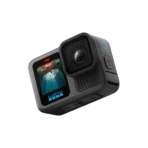 GoPro HERO13 Black - 5.3K60 Action Camera HB-Series Lenses With Auto Detection: HERO13 Black is compatible with the HB-Series Lenses that let you instantly set up your camera for a variety of specialty shots. The Ultra Wide Lens Mod is the ultimate POV lens for action-packed scenes and epic landscapes. The Macro Lens Mod captures close-up shots in stunning detail. Neutral Density Filters add motion blur to your footage and let you adjust the lighting in your shots with professional results. Try the Anamorphic Lens Mod for pro-level cinematic shots. HERO13 Black even detects when a lens or filter is attached and automatically adjusts its settings accordingly. Best-in-Class 5.3K Video: 5.3K video delivers breathtaking image quality with 91% more resolution than 4K and an incredible 665% more than 1080p. HERO13 Black captures the action with crisp detail and exacting image quality so any shot with any lens will look amazing. 5.3K video also lets you grab stunning photos up to 24.7MP from your footage using the GoPro Quik app. Burst Slo-Mo: HERO13 Black features our slowest slo-mo ever with the ability to record video clips with the action slowed down to 13x normal speed. You’ll also be able to record short 4x slo-mo clips using our highest 5.3K resolution video to catch epic details that you’d never be able to see with the naked eye. Rugged + Waterproof to 33ft (10m): HERO13 Black was built to take a beating. It’s ready to capture the fun on any adventure whether you’re tearing through mud, snow or water (down to 33ft/10m). A water-repelling lens cover even helps eliminate lens flare and other artifacts to help keep your photos and videos crystal clear. What's Included: HERO13 Black Camera in Polar White, Enduro Battery, Curved Adhesive Mount, Mounting Buckle + Thumb Screw, USB-C Cable Design + Dimensions Dimensions (W x H x D) (mm) 71.8 W x 50.8 H x 33.6 D (mm) Weight (Camera w/mounting fingers + Battery) 159g (Camera w/mounting fingers + Battery) 125g (Without Battery) Battery Removable 1900mAh Enduro Battery Displays Rear: 2.27" Touch Display Front: 1.4" Color Display Rugged + Waterproof 10m (33ft) Mounting Built-In Mounting with Folding Fingers ¼-20 Mount Removable Water-repelling Cover Glass Yes Memory Storage microSD 1x microSD™ rated class A2 V30 or higher Connector USB-C HDMI Port Media Mod (H9B/H10B/H11B/H12B) Operating Temperature -10° C - 35° C Image Quality / Hardware Spec System Processor GP2 Image Sensor 1/1.9" CMOS 27.6 MP active pixels (5599x4927) Lens Aperture F2.5 35mm Equivalent Focal Length Min = 12mm Max = 39mm Video Video Resolutions & Frame Rates 5.3K (8:7) 30/25/24 fps 5.3K (16:9) 60/50/30/25/24 fps 4K (8:7) 60/50/30/25 fps 4K (9:16) 60/50/30/25 4K (16:9) 120/100/60/50/30/25/24 fps 2.7K (4:3) 120/100 fps 2.7K (16:9) 240/200 fps 1080 (9:16) 60/50/30/25 1080p (16:9) 240/200/120/100/60/50/30/25 fps Video Stabilization HyperSmooth 6.0 Aspect Ratio 16:9 9:16 4:3 8:7 HDR Video 5.3K (16:9) 30/25/24 fps 4K (8:7) 30/25/24 fps 4K (16:9) 60/50/30/25/24 fps Digital Lenses HyperView SuperView Wide Linear Linear + Horizon Lock / Leveling 360 Horizon Lock & Horizon Leveling Lock: Linear + Horizon Lock Lens Leveling: In-Camera (23-27*) for 5.3K60; 4K120; 2.7K240; 1080p240 Can apply in post using Quik App Video Compression Standard H.265 (HEVC) Color Video Bit Depth 8-Bit 10-bit (4K and higher) Maximum Video Bit Rate 120Mbps Zoom (Video) Up to 2x Slo-Mo 8x - 2.7K; 1080p 4x - 4K 2x - 5.3K Burst Slo-Mo 13x (400fps) - 720p for 15s 12x (360fps) - 900p for 15s 4x - 5.3K for 5s Looping Video Yes HindSight Yes Scheduled Capture Yes Duration Capture Yes Live Streaming 1080p30 w/HyperSmooth + 1080p60 recording Webcam Mode up to 1080p30 Timecode Synchronization Yes Exposure Control Yes Exposure Value (EV Comp) 2+/- Photo Photo Modes Standard Photo Burst Photo Night Photo Max Photo Resolution 27.13MP (5568x4872) Photo Frame-Grabs from Video 24.69MP from (8:7) 5.3K Video 21.16MP from (4:3) 5.3K Video 15.87MP from (16:9) 5.3K Video Photo Output SuperPhoto, HDR, Standard, RAW Photo Formats .jpg .gpr (RAW) RAW Photo Capture 27.13MP (5568x4872) Digital Lenses (single photo) Wide Linear Photo Timer 3s, 10s Photo Intervals 0.5s, 1s, 2s, 3s, 5s, 10s, 30s, 60s, 120s Burst Photo Rates (Frames / Second) Auto, 60/10, 60/6, 30/6, 30/3, 10/3, 30/1, 10/1, 5/1, 3/1 Night Photo Shutter Speed Auto, 2, 5, 10, 15, 20, 30 sec. Time Lapse TimeWarp Video TimeWarp 3.0 (up to 5.3K) TimeWarp Video Speeds Auto, 2x, 5x, 10x, 15x, 30x Star Trails Yes Light Painting Yes Vehicle Light Trails Yes Time Lapse Video Resolution Up to 5.3K Time Lapse Intervals (Video & Photo) 0.5, 1, 2, 3, 5, 10, 30, 60 sec.; 2, 5, 30, 60 min. Night Lapse Video Resolution Up to 5.3K Night Lapse Intervals (Video & Photo) Auto, 4, 5, 10, 15, 20, 30, 60 sec.; 2, 5, 30, 60 min. Audio Features Microphones 3-mics Stereo Audio Yes Advanced Noise Reduction 3-mic Processing RAW Audio Capture WAV Format 3.5 Audio Mic Input Media Mod (H9B/H10B/H11B) Pro 3.5mm Mic Adapter Wireless Audio Support Airpods and other bluetooth headsets Connected Features Wi-Fi Frequency Wi-Fi 6; 2.4GHZ; 5GHz Wi-Fi Protocol 802.11 a/b/g/n/ac/ax Bluetooth BLE 5.3 USB Port USB-C Mobile App Connection Quik App Auto Upload to Cloud w/GoPro Subscription User Interface Protune Yes Presets / Custom Presets Yes Voice Control 14 Commands 11 Languages with 6 accents Post-Capture UX Advanced Metadata Yes Eco-system Support Quik App GoPro Labs Open GoPro