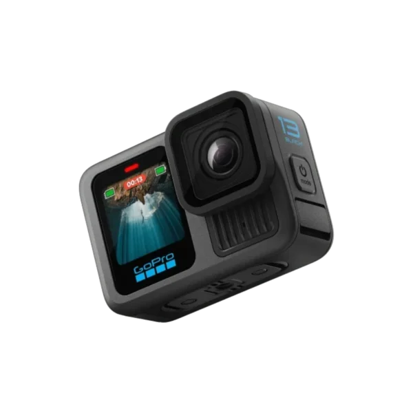 GoPro HERO13 Black - 5.3K60 Action Camera HB-Series Lenses With Auto Detection: HERO13 Black is compatible with the HB-Series Lenses that let you instantly set up your camera for a variety of specialty shots. The Ultra Wide Lens Mod is the ultimate POV lens for action-packed scenes and epic landscapes. The Macro Lens Mod captures close-up shots in stunning detail. Neutral Density Filters add motion blur to your footage and let you adjust the lighting in your shots with professional results. Try the Anamorphic Lens Mod for pro-level cinematic shots. HERO13 Black even detects when a lens or filter is attached and automatically adjusts its settings accordingly. Best-in-Class 5.3K Video: 5.3K video delivers breathtaking image quality with 91% more resolution than 4K and an incredible 665% more than 1080p. HERO13 Black captures the action with crisp detail and exacting image quality so any shot with any lens will look amazing. 5.3K video also lets you grab stunning photos up to 24.7MP from your footage using the GoPro Quik app. Burst Slo-Mo: HERO13 Black features our slowest slo-mo ever with the ability to record video clips with the action slowed down to 13x normal speed. You’ll also be able to record short 4x slo-mo clips using our highest 5.3K resolution video to catch epic details that you’d never be able to see with the naked eye. Rugged + Waterproof to 33ft (10m): HERO13 Black was built to take a beating. It’s ready to capture the fun on any adventure whether you’re tearing through mud, snow or water (down to 33ft/10m). A water-repelling lens cover even helps eliminate lens flare and other artifacts to help keep your photos and videos crystal clear. What's Included: HERO13 Black Camera in Polar White, Enduro Battery, Curved Adhesive Mount, Mounting Buckle + Thumb Screw, USB-C Cable Design + Dimensions Dimensions (W x H x D) (mm) 71.8 W x 50.8 H x 33.6 D (mm) Weight (Camera w/mounting fingers + Battery) 159g (Camera w/mounting fingers + Battery) 125g (Without Battery) Battery Removable 1900mAh Enduro Battery Displays Rear: 2.27" Touch Display Front: 1.4" Color Display Rugged + Waterproof 10m (33ft) Mounting Built-In Mounting with Folding Fingers ¼-20 Mount Removable Water-repelling Cover Glass Yes Memory Storage microSD 1x microSD™ rated class A2 V30 or higher Connector USB-C HDMI Port Media Mod (H9B/H10B/H11B/H12B) Operating Temperature -10° C - 35° C Image Quality / Hardware Spec System Processor GP2 Image Sensor 1/1.9" CMOS 27.6 MP active pixels (5599x4927) Lens Aperture F2.5 35mm Equivalent Focal Length Min = 12mm Max = 39mm Video Video Resolutions & Frame Rates 5.3K (8:7) 30/25/24 fps 5.3K (16:9) 60/50/30/25/24 fps 4K (8:7) 60/50/30/25 fps 4K (9:16) 60/50/30/25 4K (16:9) 120/100/60/50/30/25/24 fps 2.7K (4:3) 120/100 fps 2.7K (16:9) 240/200 fps 1080 (9:16) 60/50/30/25 1080p (16:9) 240/200/120/100/60/50/30/25 fps Video Stabilization HyperSmooth 6.0 Aspect Ratio 16:9 9:16 4:3 8:7 HDR Video 5.3K (16:9) 30/25/24 fps 4K (8:7) 30/25/24 fps 4K (16:9) 60/50/30/25/24 fps Digital Lenses HyperView SuperView Wide Linear Linear + Horizon Lock / Leveling 360 Horizon Lock & Horizon Leveling Lock: Linear + Horizon Lock Lens Leveling: In-Camera (23-27*) for 5.3K60; 4K120; 2.7K240; 1080p240 Can apply in post using Quik App Video Compression Standard H.265 (HEVC) Color Video Bit Depth 8-Bit 10-bit (4K and higher) Maximum Video Bit Rate 120Mbps Zoom (Video) Up to 2x Slo-Mo 8x - 2.7K; 1080p 4x - 4K 2x - 5.3K Burst Slo-Mo 13x (400fps) - 720p for 15s 12x (360fps) - 900p for 15s 4x - 5.3K for 5s Looping Video Yes HindSight Yes Scheduled Capture Yes Duration Capture Yes Live Streaming 1080p30 w/HyperSmooth + 1080p60 recording Webcam Mode up to 1080p30 Timecode Synchronization Yes Exposure Control Yes Exposure Value (EV Comp) 2+/- Photo Photo Modes Standard Photo Burst Photo Night Photo Max Photo Resolution 27.13MP (5568x4872) Photo Frame-Grabs from Video 24.69MP from (8:7) 5.3K Video 21.16MP from (4:3) 5.3K Video 15.87MP from (16:9) 5.3K Video Photo Output SuperPhoto, HDR, Standard, RAW Photo Formats .jpg .gpr (RAW) RAW Photo Capture 27.13MP (5568x4872) Digital Lenses (single photo) Wide Linear Photo Timer 3s, 10s Photo Intervals 0.5s, 1s, 2s, 3s, 5s, 10s, 30s, 60s, 120s Burst Photo Rates (Frames / Second) Auto, 60/10, 60/6, 30/6, 30/3, 10/3, 30/1, 10/1, 5/1, 3/1 Night Photo Shutter Speed Auto, 2, 5, 10, 15, 20, 30 sec. Time Lapse TimeWarp Video TimeWarp 3.0 (up to 5.3K) TimeWarp Video Speeds Auto, 2x, 5x, 10x, 15x, 30x Star Trails Yes Light Painting Yes Vehicle Light Trails Yes Time Lapse Video Resolution Up to 5.3K Time Lapse Intervals (Video & Photo) 0.5, 1, 2, 3, 5, 10, 30, 60 sec.; 2, 5, 30, 60 min. Night Lapse Video Resolution Up to 5.3K Night Lapse Intervals (Video & Photo) Auto, 4, 5, 10, 15, 20, 30, 60 sec.; 2, 5, 30, 60 min. Audio Features Microphones 3-mics Stereo Audio Yes Advanced Noise Reduction 3-mic Processing RAW Audio Capture WAV Format 3.5 Audio Mic Input Media Mod (H9B/H10B/H11B) Pro 3.5mm Mic Adapter Wireless Audio Support Airpods and other bluetooth headsets Connected Features Wi-Fi Frequency Wi-Fi 6; 2.4GHZ; 5GHz Wi-Fi Protocol 802.11 a/b/g/n/ac/ax Bluetooth BLE 5.3 USB Port USB-C Mobile App Connection Quik App Auto Upload to Cloud w/GoPro Subscription User Interface Protune Yes Presets / Custom Presets Yes Voice Control 14 Commands 11 Languages with 6 accents Post-Capture UX Advanced Metadata Yes Eco-system Support Quik App GoPro Labs Open GoPro