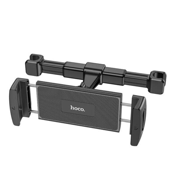 • **Hoco CA121 Prospering Headrest Car Holder for Tablets** is a versatile and durable car mount designed to provide convenient hands-free viewing for passengers in rear seats. Compatible with smartphones and tablets ranging from 4.7 to 12.9 inches, this holder securely attaches to a vehicle's headrest, making it ideal for entertainment, navigation, online learning, video calls, and long-distance travel. Constructed from premium ABS and silica gel materials, it offers stability, device protection, and a comfortable viewing experience. • **Wide Device Compatibility** supports smartphones and tablets from 4.7 to 12.9 inches. • **Headrest Mount Design** provides convenient viewing for rear-seat passengers. • **Secure Device Holding System** keeps devices stable during travel. • **ABS and Silica Gel Construction** ensures durability while protecting devices from scratches. • **Travel-Friendly Design** enhances entertainment during long journeys. • **Stable Viewing Experience** reduces device movement on rough roads. • **Compact and Lightweight Build** makes installation and storage easy. • **Protective Silicone Contact Points** help prevent scratches and damage to devices. • **Ideal for Family Travel** keeps passengers entertained with videos, games, and online content. • **Easy Installation** allows quick attachment and removal from vehicle headrests. --- ## **Specifications** ### **Product Name:** Hoco CA121 Prospering Headrest Car Holder for Tablets ### **Model:** • CA121 ### **Brand:** • Hoco --- ## **Material & Construction** ### **Materials:** • ABS Plastic • Silica Gel ### **Surface Technology:** • Sunburn Finish ### **Construction Benefits:** • Durable Structure • Scratch Protection • Long Service Life • Stable Device Support --- ## **Compatibility** ### **Supported Device Size:** • 4.7 – 12.9 Inches ### **Supported Device Width:** • 108 – 245 mm ### **Compatible Devices:** • Smartphones • Tablets • iPads • Android Tablets • E-Readers --- ## **Dimensions & Weight** ### **Product Size:** • 180 × 104 × 56 mm ### **Product Weight:** • 172 g --- ## **Installation** ### **Mounting Type:** • Car Headrest Mount ### **Applicable Position:** • Rear Seat Area ### **Suitable For:** • Cars • SUVs • Family Vehicles • Ride-Sharing Vehicles --- ## **Usage Scenarios** ### **Ideal Applications:** • Watching Movies • Online Learning • Video Streaming • Gaming • Video Calls • Passenger Entertainment • Long Road Trips --- ## **Features** • Headrest Mount Design • Compatible with 4.7–12.9 Inch Devices • Supports Smartphones and Tablets • Adjustable Device Width Range (108–245mm) • Durable ABS Construction • Soft Silica Gel Protection • Lightweight Design • Stable Device Positioning • Scratch-Resistant Contact Points • Easy Installation and Removal • Rear-Seat Entertainment Solution • Travel-Friendly Design --- ## **Q&A** ### **Q1: What devices are compatible with the Hoco CA121?** • The holder supports smartphones and tablets ranging from 4.7 to 12.9 inches. ### **Q2: Where is this holder installed in the car?** • It is designed to be mounted on the vehicle's headrest for rear-seat viewing. ### **Q3: What is the supported device width range?** • The holder accommodates devices with widths between 108mm and 245mm. ### **Q4: What materials are used in the holder?** • It is made from ABS plastic and silica gel for durability and device protection. ### **Q5: Is it suitable for tablets?** • Yes, it supports most tablets up to 12.9 inches in size. ### **Q6: Can it hold smartphones securely?** • Yes, it is compatible with both smartphones and tablets within the supported size range. ### **Q7: Does the holder protect devices from scratches?** • Yes, the silica gel contact points help protect devices from scratches and slipping. ### **Q8: Is the holder heavy?** • No, it weighs approximately 172g, making it lightweight and easy to handle. ### **Q9: Is it suitable for long road trips?** • Yes, it is designed to provide rear-seat entertainment and comfortable viewing during travel. ### **Q10: What makes the Hoco CA121 a good travel accessory?** • Its wide compatibility, secure mounting system, lightweight design, and rear-seat convenience make it an excellent solution for passenger entertainment and hands-free device use while traveling.
