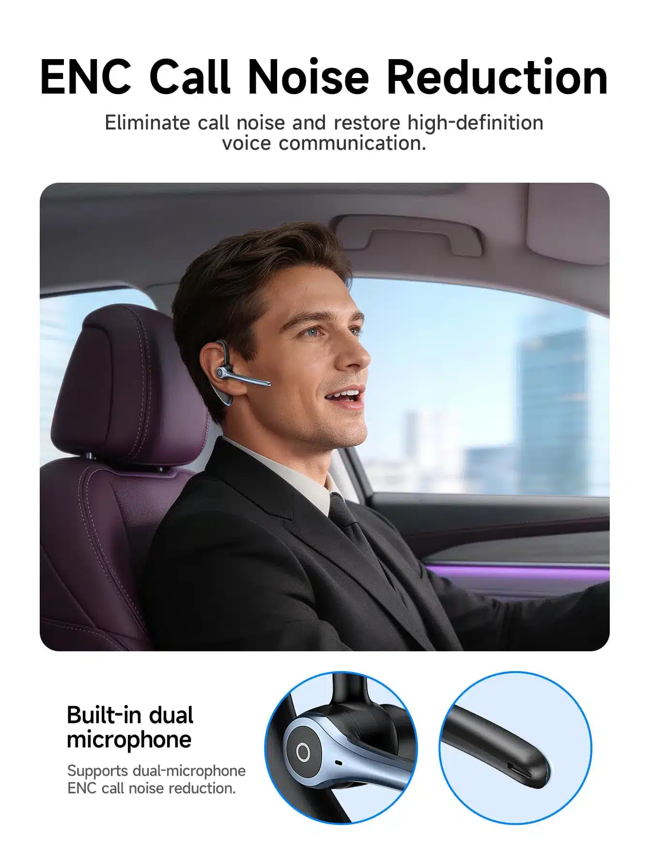 Hoco E90 Liya ENC Dual Ear Wearing Ear Hook Wireless Headset 3