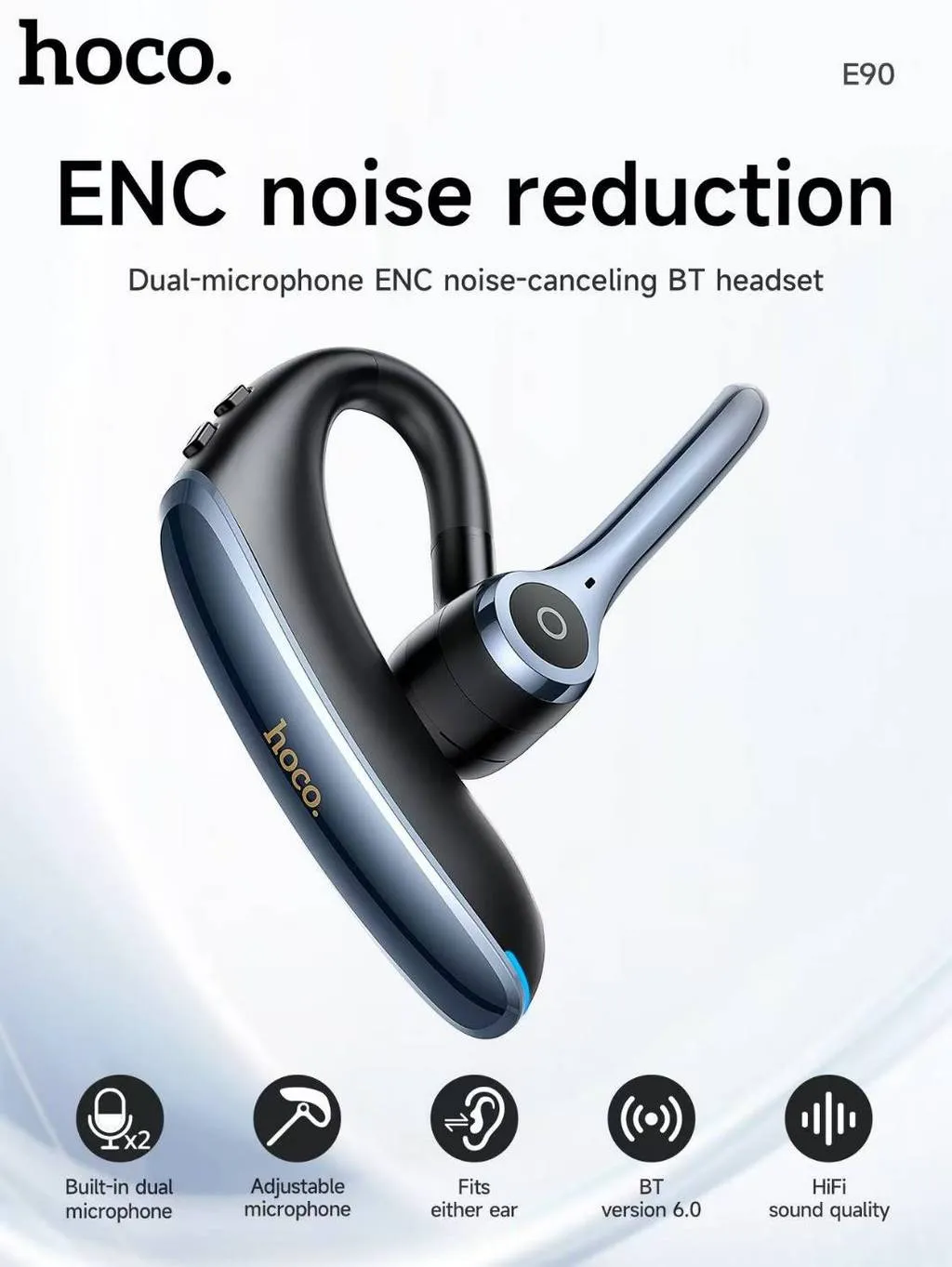 Hoco E90 Liya ENC Dual Ear Wearing Ear Hook Wireless Headset 5