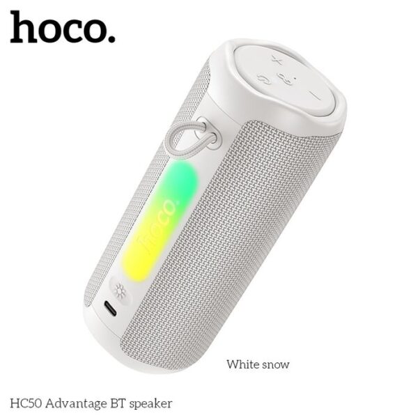 Hoco HC50 Advantage BT Speaker Bluetooth 6.0 provides stable and fast wireless connection for smooth audio streaming 8W powerful output delivers clear and balanced sound for everyday music use TWS function allows pairing of two speakers for enhanced stereo sound experience Built-in FM radio enables direct listening without needing a phone or device 1200mAh battery supports up to 6 hours of continuous playtime Fast charging design with approximately 2-hour recharge time for convenience Compact ABS build ensures durability and easy portability for indoor or outdoor use Supports multiple playback modes including Bluetooth, FM, and auxiliary input Model: Hoco HC50 Material: ABS Bluetooth Version: 6.0 Bluetooth Chip: Bluetrum AB5605C Output Power: 8W Speaker Unit: 52mm Battery Capacity: 1200mAh Charging Time: 2 hours Playback Time: Up to 6 hours Connectivity: Bluetooth, AUX, FM, TWS Dimensions: 159 × 68 × 68 mm Weight: 332g Type: Portable wireless speaker