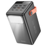 Hoco J142 Surpass 22.5W + PD20W 100000mAh Powerbank J142 Surpass, power bank, 100000mAh, dual port Type-C input, single Type-C and 6 × USB-A ports outputs, with LED lamp, LED digital display, support fast charging protocols 1. Capacity: 100000mAh, 370Wh. Rated capacity: 55000mAh (5V TYP 2A). 2. Input: 1 × Type-C1 port – 5V / 3A, 9V / 2A, 12V / 1.5A – 18W. 1 × Type-C2 port – 5V / 3A, 9V / 2A – 18W. 3. Output: 1 × Type-C1 port – 5V / 3A, 9V / 2.22A, 12V / 1.67A – 20W. 1 × USB-A1 port – 5V / 3A, 9V / 2A, 10V / 2.25A (SCP), 12V / 1.5A – 22.5W. USB-A2 / A3 / A4 / A5 / A6: ports – 5V / 2.4A – 12W. Total output: 5V / 2A (max). 4. Fast charging protocol support: for PD3.0 / PD20W / QC3.0 / QC2.0 / FCP / SCP / AFC and other fast charging protocols. 5. Material: ABS + PC flame retardant shell + lithium ion polymer battery. 6. Indication: LED digital display of power level. Green indicator of PD / QC fast charging. 7. With LED lamp and handle. 8. Sizes: 166 × 102 × 88mm. 9. Weight: 2050g.