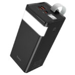 Hoco J86A Powermaster 22.5W 50000mAh Powerbank J86A Powermaster, mobile power bank, 50000mAh, Micro-USB / Type-C 18W input, 2*USB 22.5W and Type-C PD 20W output, with LED digital display 1. Capacity: 50000mAh, 185Wh. Rated capacity: 29500mAh. 2. Input: Micro-USB – 18W (for QC3.0 / 2.0, FCP, AFC), Type-C – 18W (for PD3.0 / 2.0, QC3.0 / 2.0, FCP, AFC). 3. Output: USB 1 / 2 – 22.5W (for QC3.0 / 2.0, FCP / SCP, AFC, VOOC, DASH), Type-C – 20W (PD3.0 / 2.0, QC3.0 / 2.0, FCP, AFC). Total output – 5V / 3A. 4. Display: LED digital display. Desk lamp function. 5. Material: ABS + PC flame-retardant shell + lithium polymer battery. 6. Sizes: 148*68*64mm. Weight: 974g.
