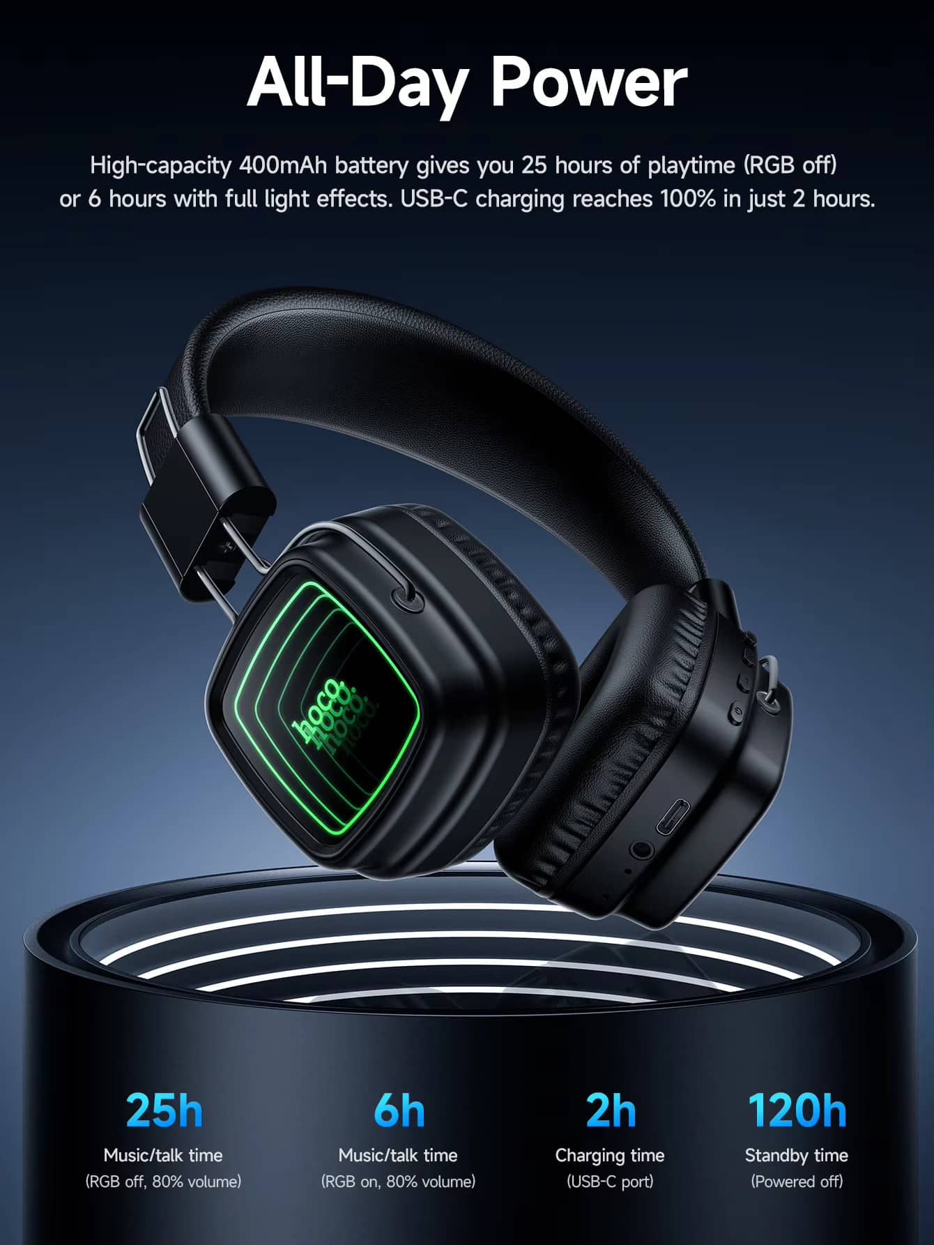 Hoco W72 Mirror Bluetooth Headphones 5