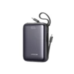 JOYROOM JR-PBF29 22.5W Mini Power Bank 20000mAh 22.5W Fast Charge – Charge iPhone & Samsung phones up to 3× faster 20,000mAh Capacity – Mini size with long-lasting power USB-C In & Out – One port for fast charging and recharging Smart Digital Display – See battery level and fast-charge status instantly Built-in Dual Cables – Works with iPhone & Android devices Triple Outputs – Charge 3 devices at once Up to 4 iPhone 16 Charges – Reliable power for days Smart Temperature Control – Cool, safe, and stable charging Technical Specifications Model JR-PBF29 Shell Material ABS + PC Fireproof Material Maximum Output Power 22.5W Battery Type Li-Polymer，20,000mAh 3.85V (77Wh) Net Weight 341.8 g Size 72.9*32.5*109mm Rated Capacity 12,000mAh (5V⎓2.4A) Input USB-C Input: 5V⎓3.0A / 9V⎓2.0A / 12V⎓1.5A Built-in USB-C Cable Input: 5V⎓3.0A / 9V⎓2.0A / 12V⎓1.5A Output USB-C Output:5V⎓2.4A / 9V⎓2.22A / 10V⎓2.25A / 12V⎓1.67A Built-in USB-C Cable Output:5V⎓2.4A / 9V⎓2.22A / 10V⎓2.25A / 12V⎓1.67A Built-in USB-L Cable Output:5V⎓2.4A / 9V⎓2.22A Multi-Port Output: 5V⎓2.4A (Max)