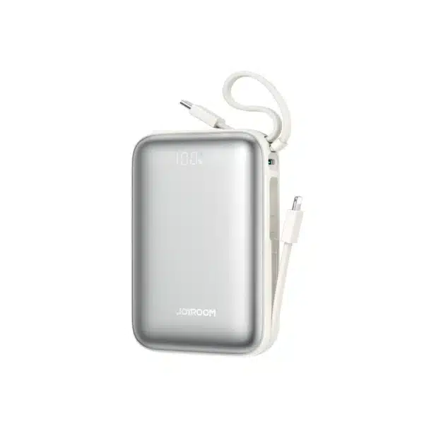 JOYROOM JR-PBF29 22.5W Mini Power Bank 20000mAh 22.5W Fast Charge – Charge iPhone & Samsung phones up to 3× faster 20,000mAh Capacity – Mini size with long-lasting power USB-C In & Out – One port for fast charging and recharging Smart Digital Display – See battery level and fast-charge status instantly Built-in Dual Cables – Works with iPhone & Android devices Triple Outputs – Charge 3 devices at once Up to 4 iPhone 16 Charges – Reliable power for days Smart Temperature Control – Cool, safe, and stable charging Technical Specifications Model JR-PBF29 Shell Material ABS + PC Fireproof Material Maximum Output Power 22.5W Battery Type Li-Polymer，20,000mAh 3.85V (77Wh) Net Weight 341.8 g Size 72.9*32.5*109mm Rated Capacity 12,000mAh (5V⎓2.4A) Input USB-C Input: 5V⎓3.0A / 9V⎓2.0A / 12V⎓1.5A Built-in USB-C Cable Input: 5V⎓3.0A / 9V⎓2.0A / 12V⎓1.5A Output USB-C Output:5V⎓2.4A / 9V⎓2.22A / 10V⎓2.25A / 12V⎓1.67A Built-in USB-C Cable Output:5V⎓2.4A / 9V⎓2.22A / 10V⎓2.25A / 12V⎓1.67A Built-in USB-L Cable Output:5V⎓2.4A / 9V⎓2.22A Multi-Port Output: 5V⎓2.4A (Max)