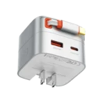 LDNIO Q10 65W Fast Charger with Retractable Cable Features *Fireproof PC shell, prevent burning, safe to use *Smart chip inside *65W Fast charger *Widely compatible with universal mobile phones *with retractable cable Product Description Compact, modern & User-friendly design Ultra-thin planar transformer enables sleek design with built-in cable—perfect for travel. 65W High-speed total output Higher efficiency: Less energy waste, faster & cooler charging. All-in-one design Built-in 80cm Self-Retracting Cable (USB-C or Lightning option). Ideal for travel in 150+ countries Automatically adapts to different grid standards—no voltage concerns. Specs Model Q10 Input 100-240VAC 50/60Hz 1.5A Max USB-C1 Cable Output 5V⎓3A, 9V⎓3A, 12V⎓3A, 15V⎓3A, 20V⎓3.25A PPS 3.3V-11V⎓4.5A; 3.3V-21V⎓3A 65W Max USB-C2 Output 5V⎓3A, 9V⎓3A, 12V⎓2.5A 30W Max PPS 3.3V-11V⎓2.75A 30WMax USB-A Output 5V⎓3A, 9V⎓2A, 12V⎓1.5A 18W Max C1+C2 45W+12W 57W Max; C1+A1=45W+12W 57W Max Output Power 65W Max