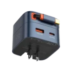 LDNIO Q10 65W Fast Charger with Retractable Cable Features *Fireproof PC shell, prevent burning, safe to use *Smart chip inside *65W Fast charger *Widely compatible with universal mobile phones *with retractable cable Product Description Compact, modern & User-friendly design Ultra-thin planar transformer enables sleek design with built-in cable—perfect for travel. 65W High-speed total output Higher efficiency: Less energy waste, faster & cooler charging. All-in-one design Built-in 80cm Self-Retracting Cable (USB-C or Lightning option). Ideal for travel in 150+ countries Automatically adapts to different grid standards—no voltage concerns. Specs Model Q10 Input 100-240VAC 50/60Hz 1.5A Max USB-C1 Cable Output 5V⎓3A, 9V⎓3A, 12V⎓3A, 15V⎓3A, 20V⎓3.25A PPS 3.3V-11V⎓4.5A; 3.3V-21V⎓3A 65W Max USB-C2 Output 5V⎓3A, 9V⎓3A, 12V⎓2.5A 30W Max PPS 3.3V-11V⎓2.75A 30WMax USB-A Output 5V⎓3A, 9V⎓2A, 12V⎓1.5A 18W Max C1+C2 45W+12W 57W Max; C1+A1=45W+12W 57W Max Output Power 65W Max