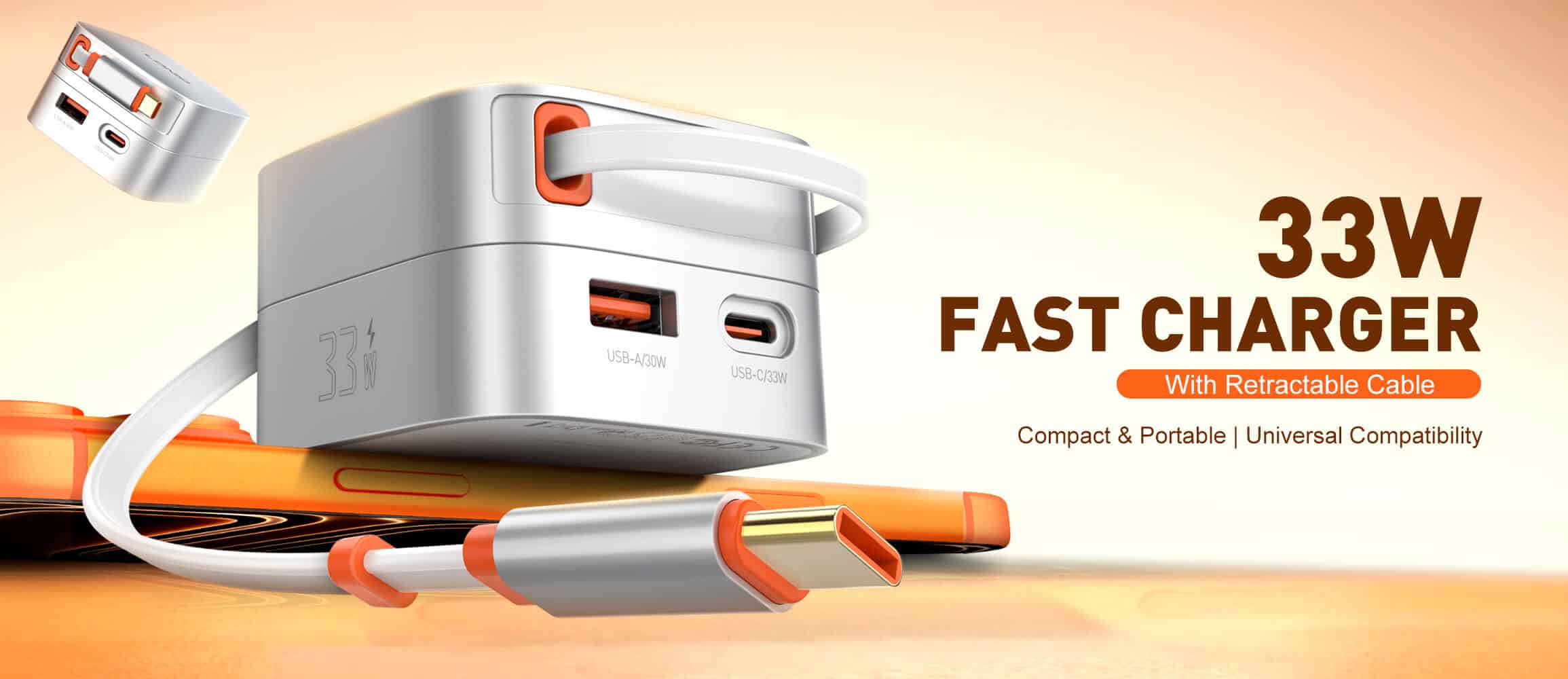 LDNIO Q9 33W Fast Charger with Retractable Cable 5